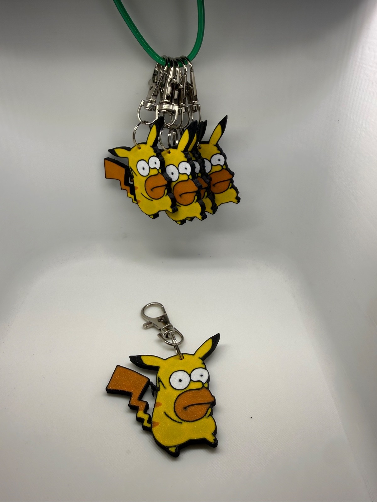 Homerchu Custom Figure – Funny Cartoon Collectible – Homer pickacu Keychain Homerchu Custom Figure – Funny Cartoon Collectible – Homer pickacu Keychain