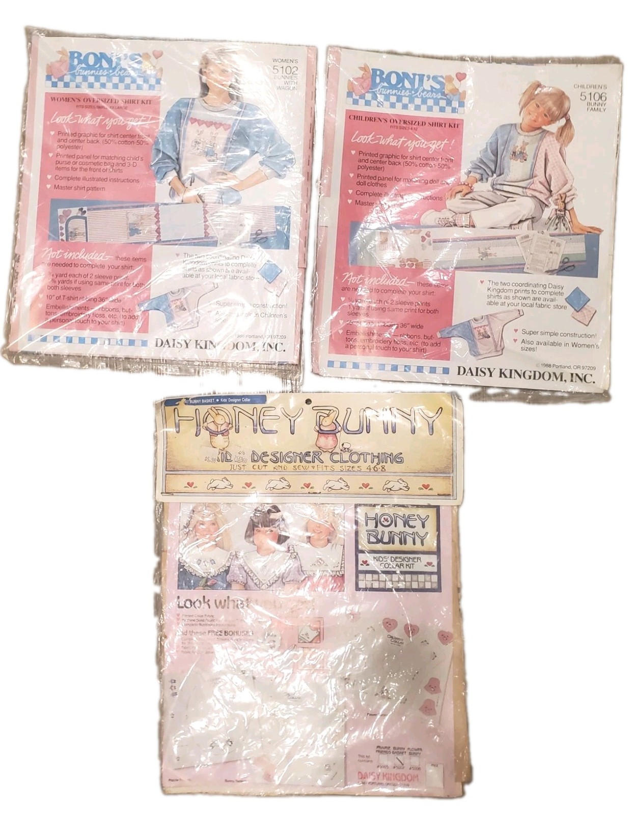 Lot 3 Vtg Daisy Kingdom Sewing Patterns Boni's Bunnies Women's Plus/ Children Lot 3 Vtg Daisy Kingdom Sewing Patterns Boni's Bunnies Women's Plus/ Children