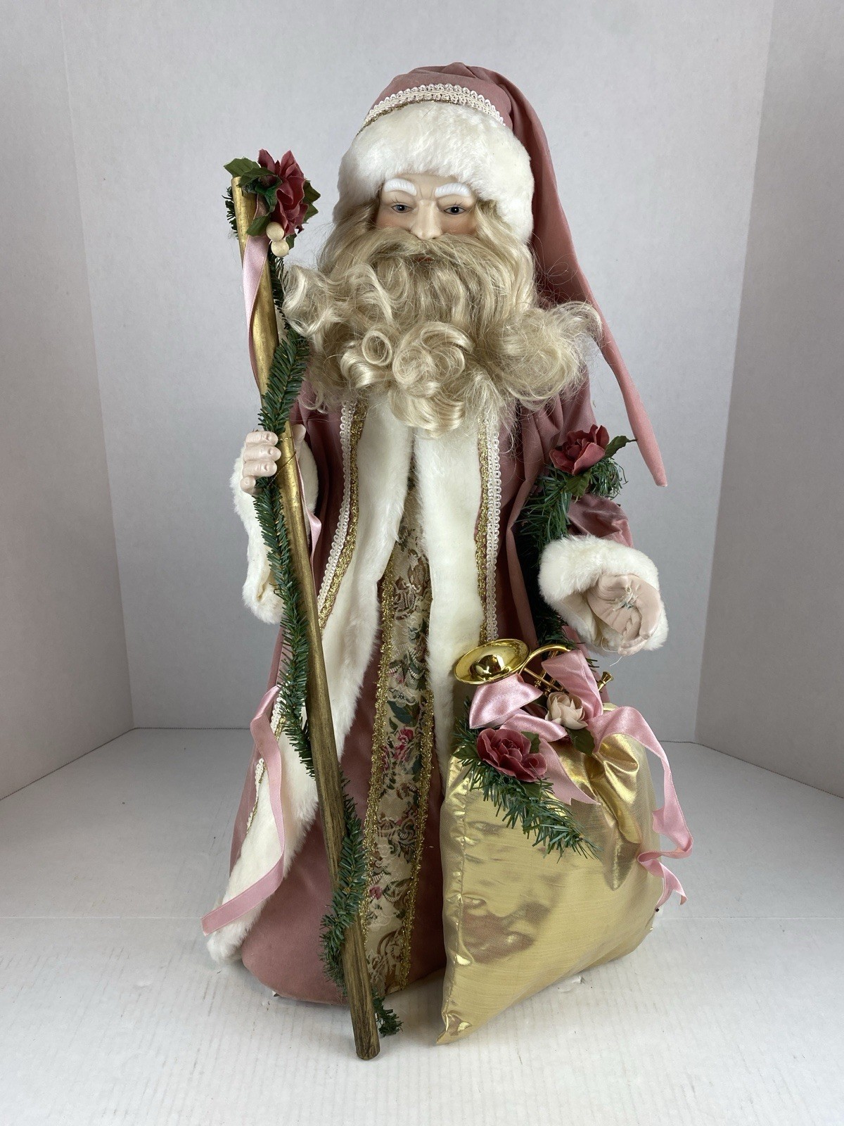 Vintage Kirkland’s 24” Victorian Santa Claus Figurine Pink Mauve Velvet Coat Vintage Kirkland’s 24” Victorian Santa Claus Figurine Pink Mauve Velvet Coat