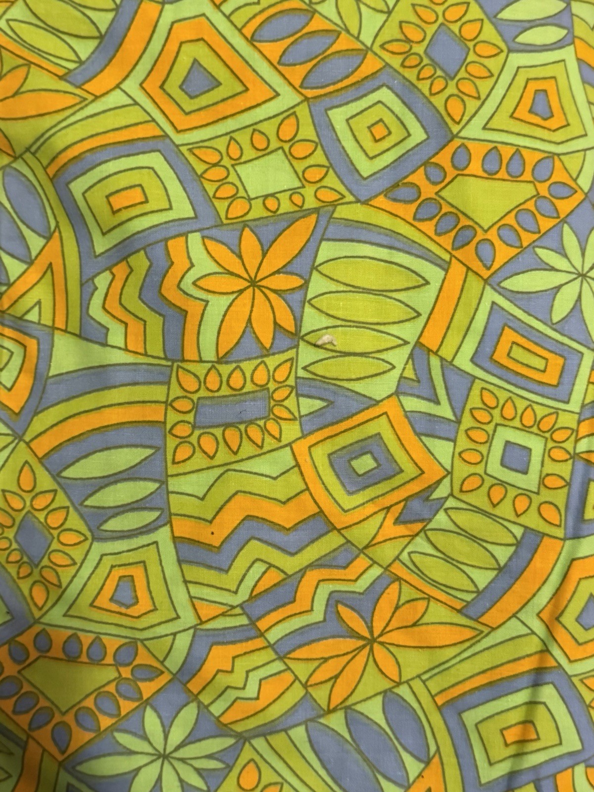 Vtg 60's-70's Mod Retro Psychedelic  Bright Orange Green Power Fabric 8 Yrds X38