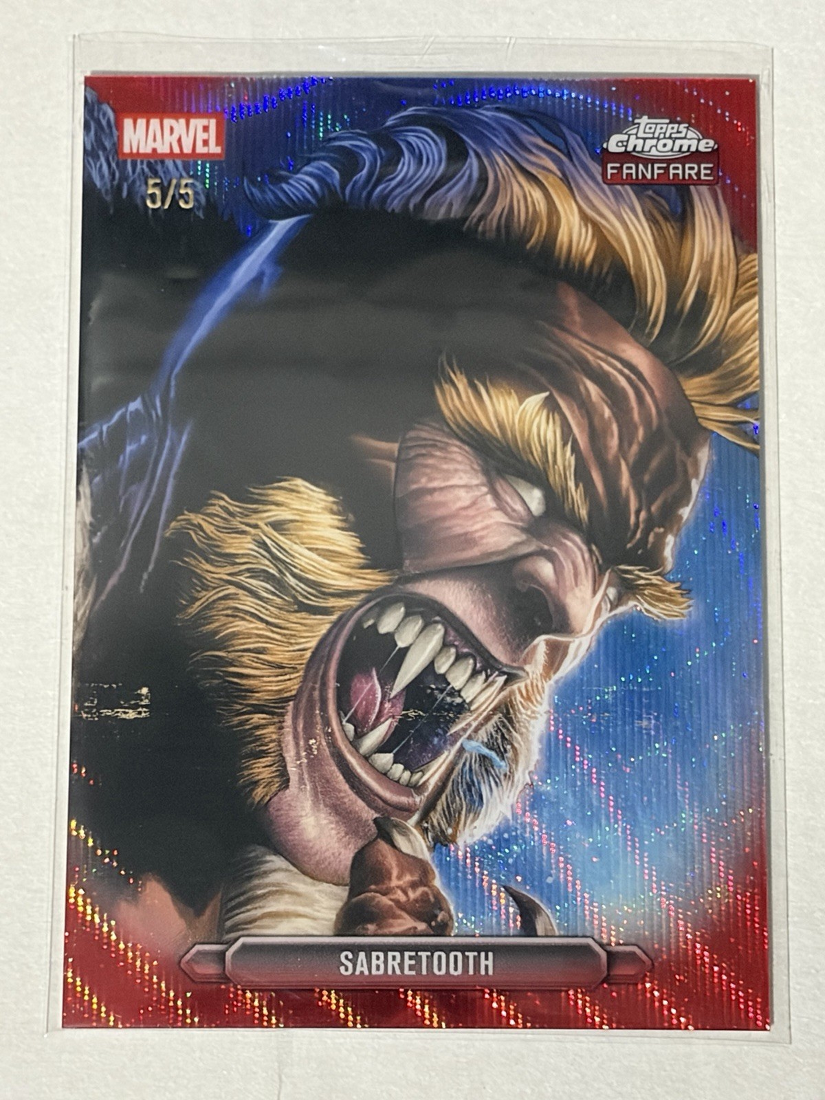 2026 Topps Chrome Marvel SABRETOOTH Fanfare Red Wave /5 FF-35 5/5