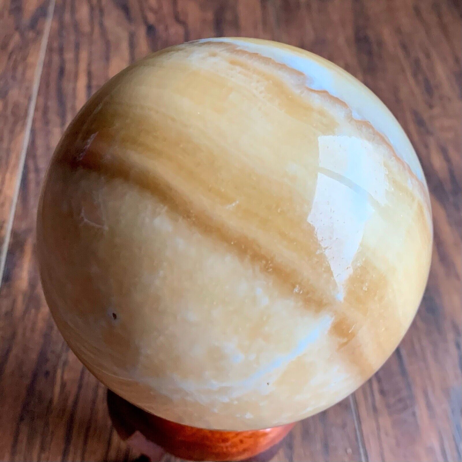 3LB Genuine Onyx Sphere Crystal Ball 5” Natural Yellow Mineral Specimen Calcite