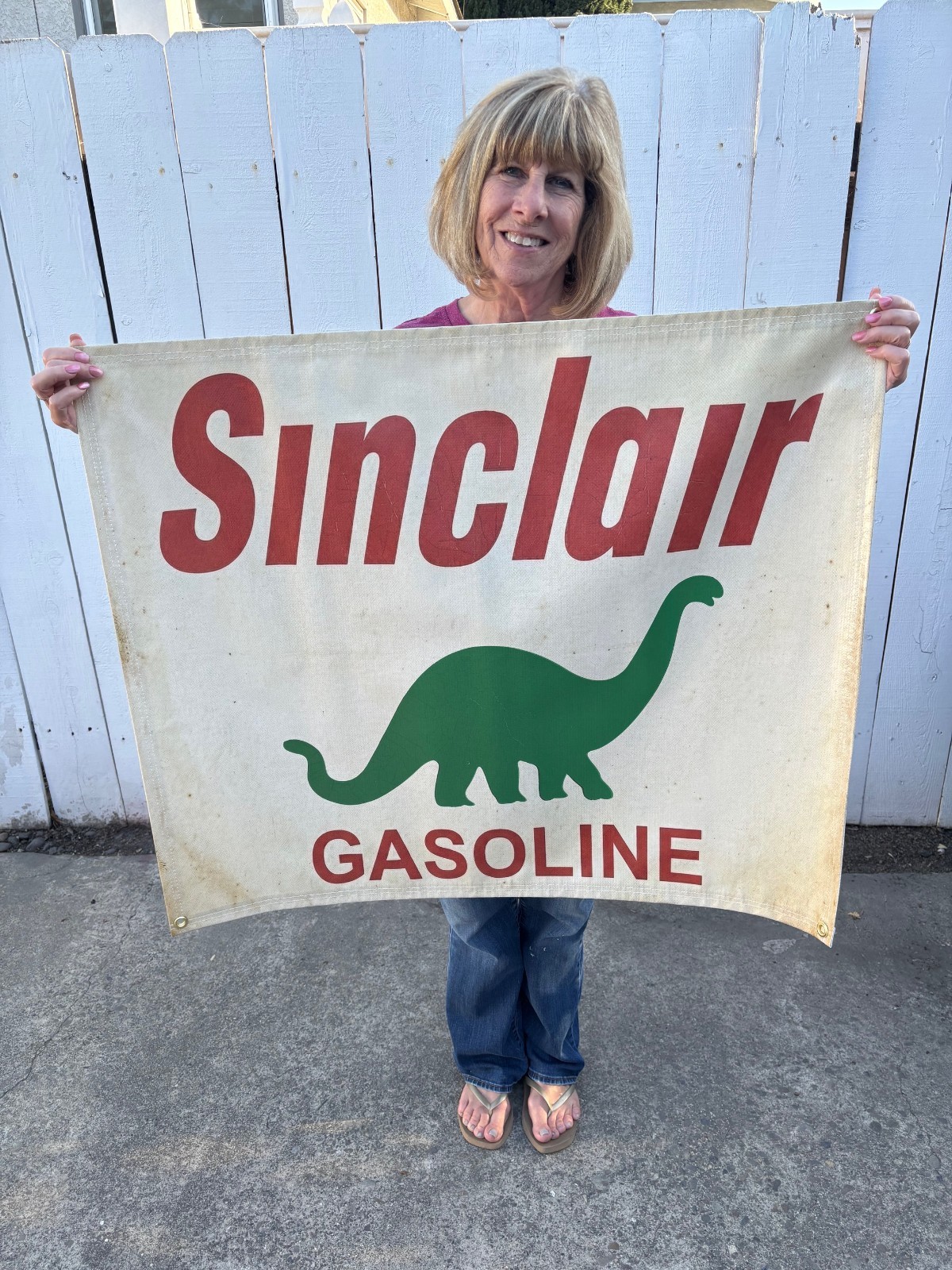 VINTAGE Sinclair Dino BANNER repro 4 Garage, Man Cave, Gas"History on the Wall" VINTAGE Sinclair Dino BANNER repro 4 Garage, Man Cave, Gas"History on the Wall"