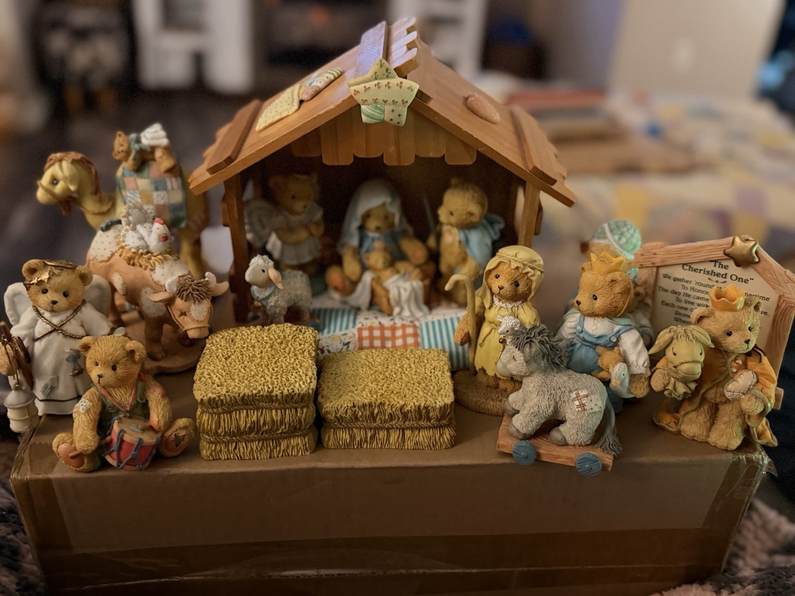 1992 Cherished Teddies - Nativity Set Shepherds , Angel, Cow & More 18 Pieces 1992 Cherished Teddies - Nativity Set Shepherds , Angel, Cow & More 18 Pieces