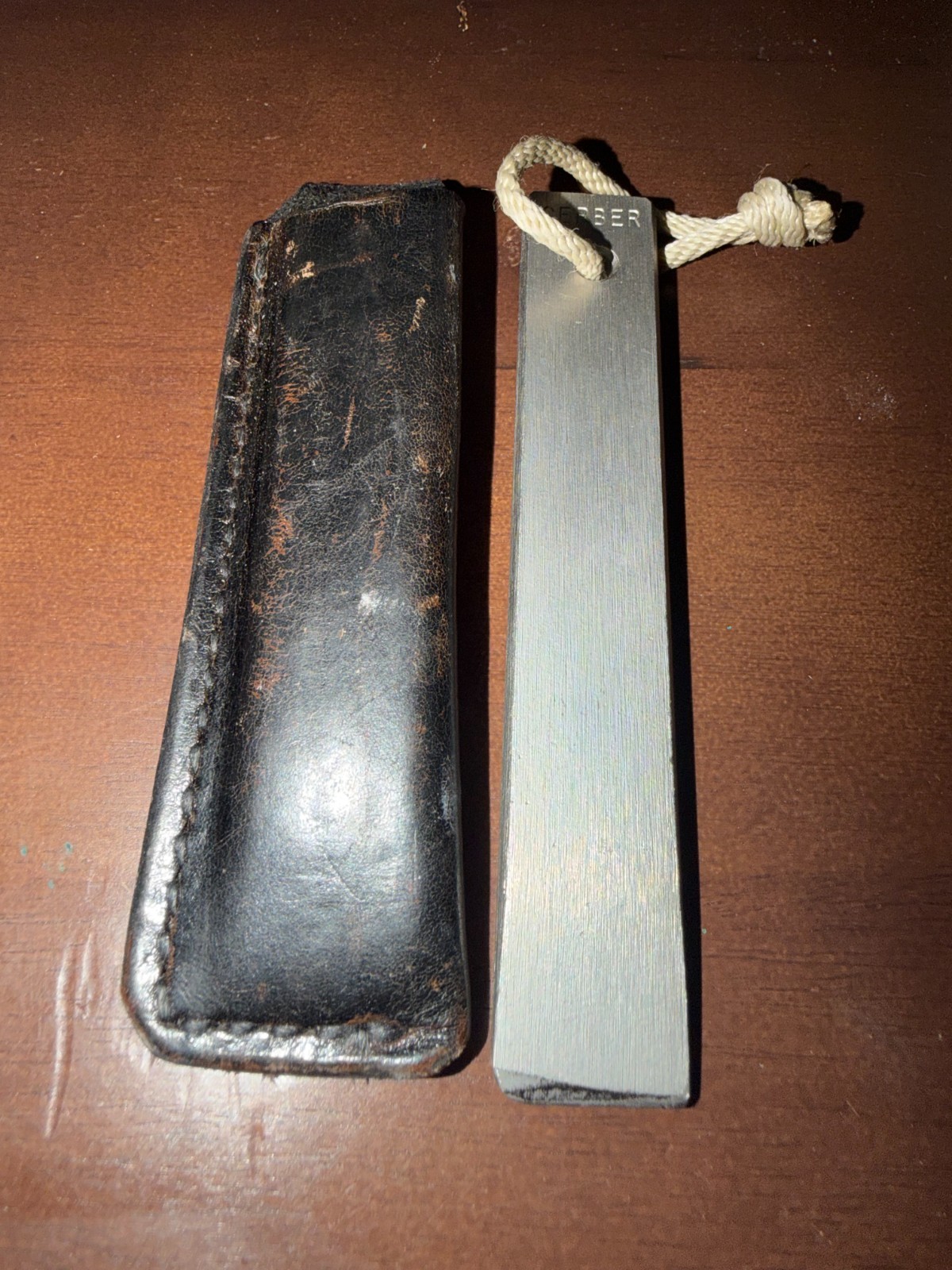 Vintage Gerber Sportsman’s Steel 5” Knife Sharpener Hone USA Leather Sheath