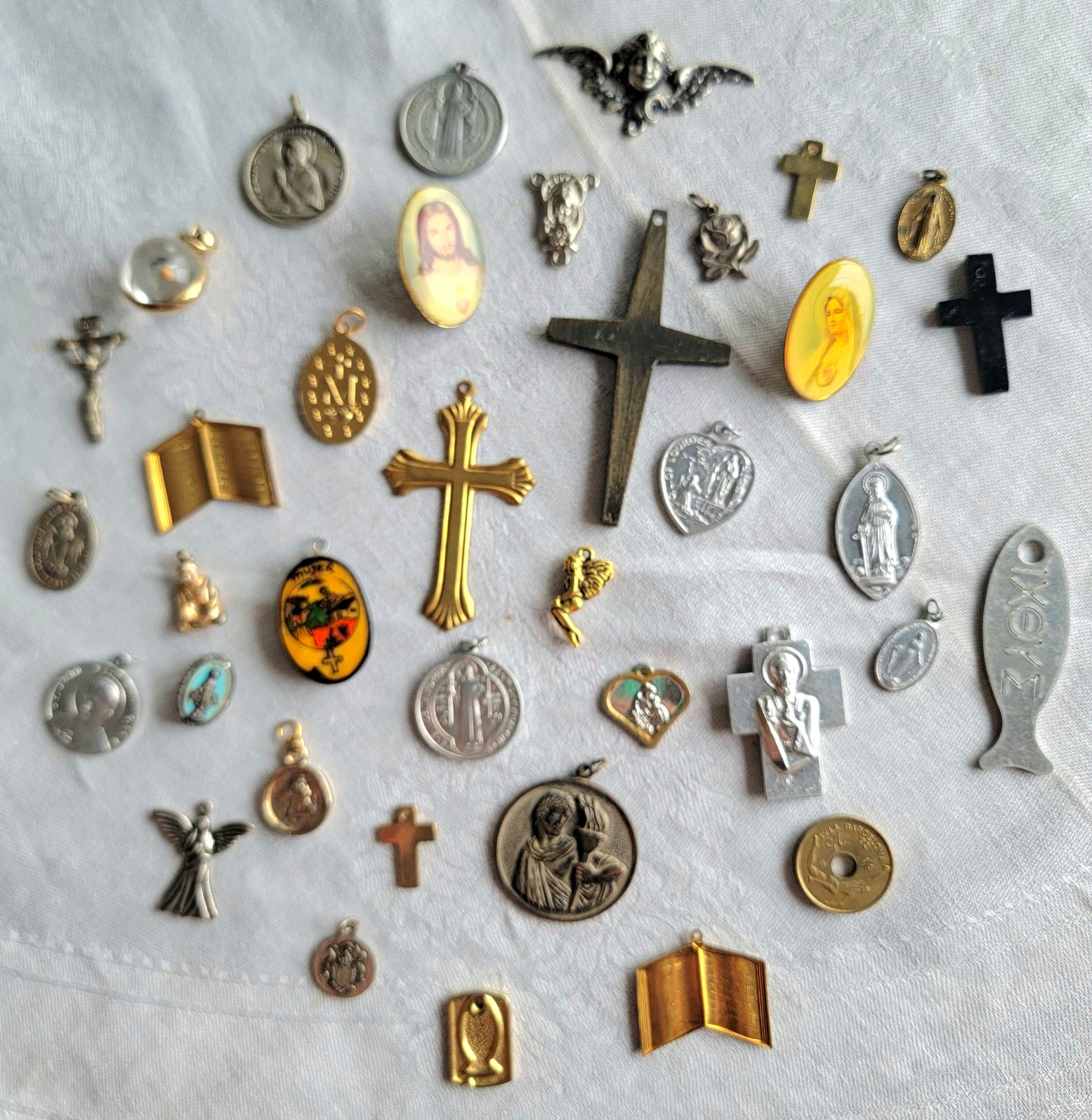 Vintage Religious Medal Charm Lot Crosses Angels Mary Jesus Catholic Christian Vintage Religious Medal Charm Lot Crosses Angels Mary Jesus Catholic Christian