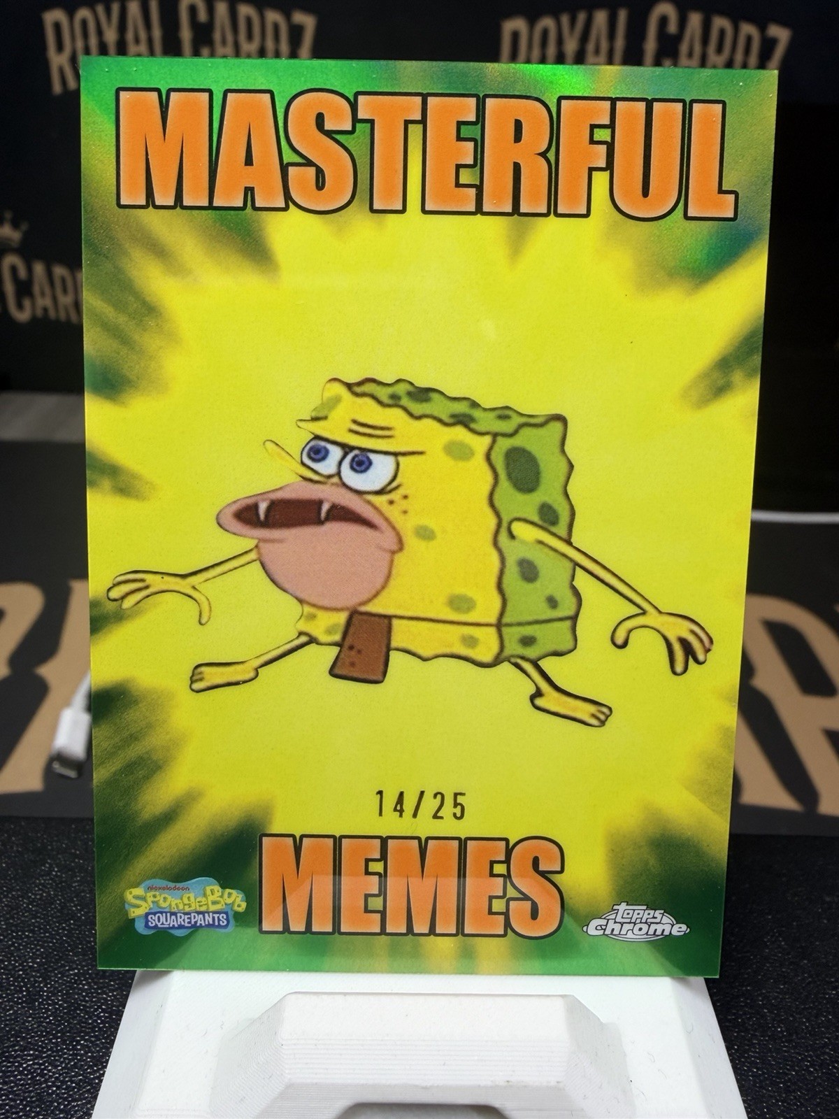 2025 Topps Chrome Spongebob Spongegar Masterful Memes Orange /25 MM-3 SSP RARE