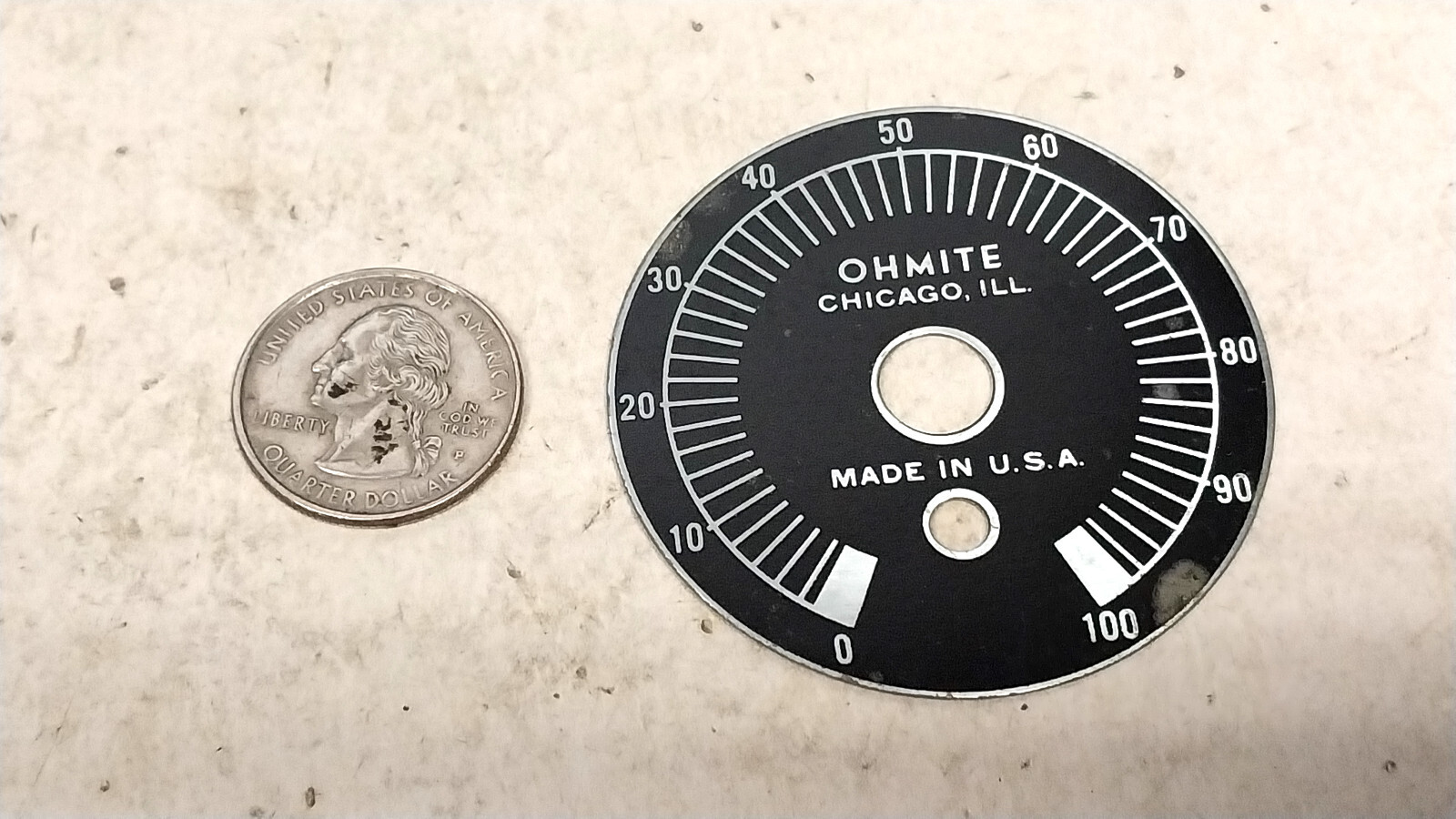 Nice 3 inch Ohmite Round Escutcheon Metal Plate / Old Vintage Ham Radio Tube Amp Nice 3 inch Ohmite Round Escutcheon Metal Plate / Old Vintage Ham Radio Tube Amp