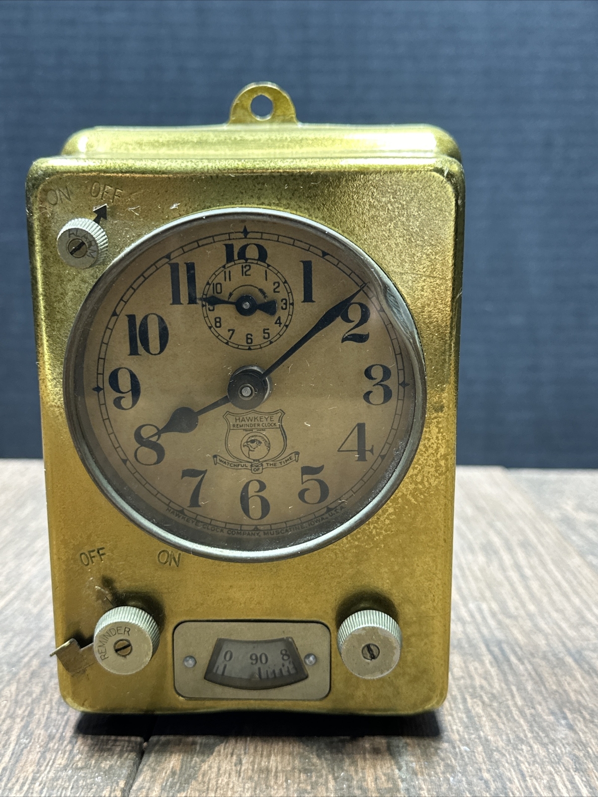 VINTAGE HAWKEYE REMINDER CLOCK HAWKEYE CLOCK COMPANY MUSCATINE IOWA USA VINTAGE HAWKEYE REMINDER CLOCK HAWKEYE CLOCK COMPANY MUSCATINE IOWA USA