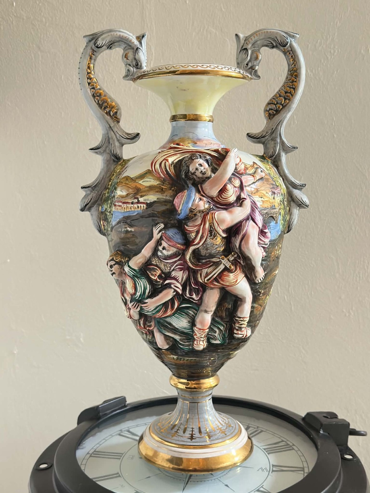 Collection  CAPODIMONTE Made in Italy 22”high Large Art Porcelain statue Vase