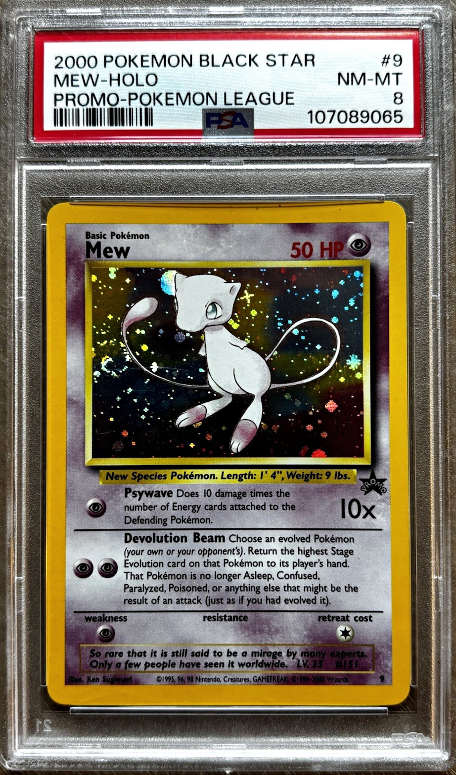 Pokémon Mew #9 2000 Black Star Promo Holo PSA 8 Pokémon League SWIRL