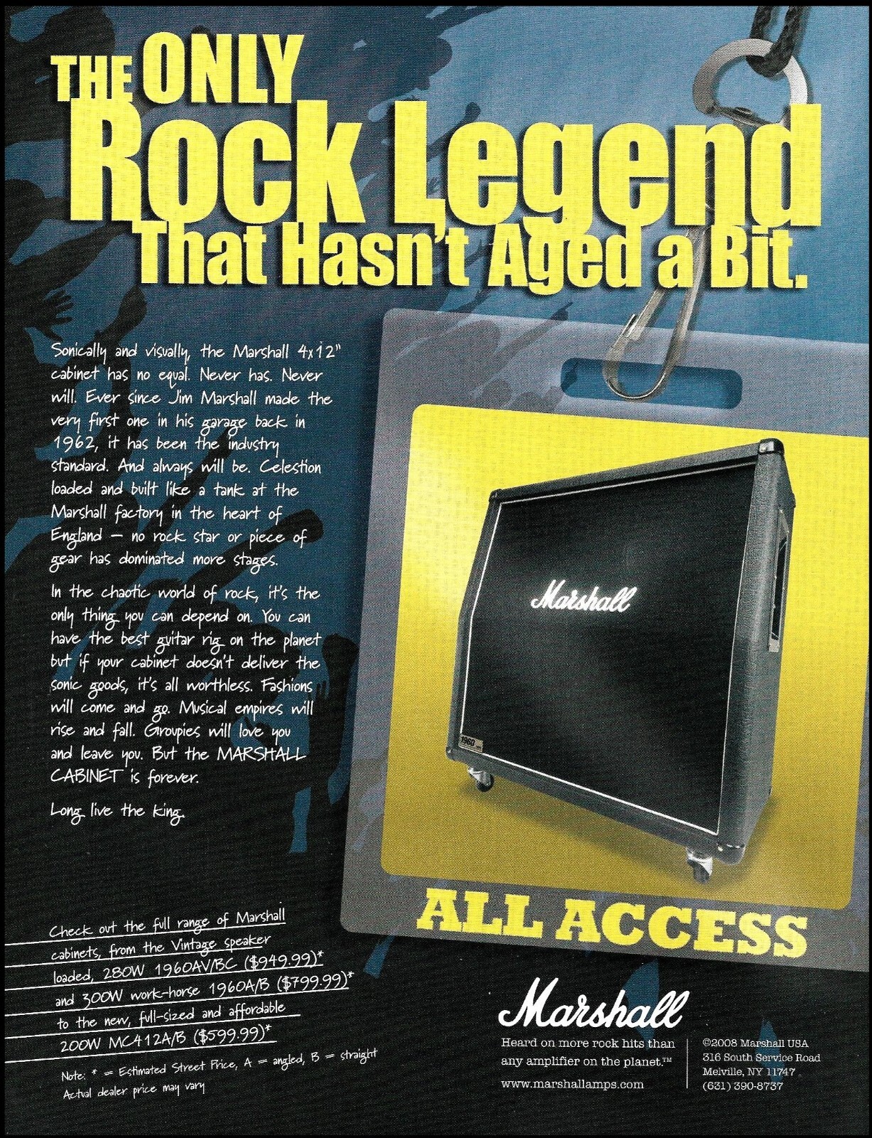 Marshall 4 x 12" Cabinet amplifier advertisement original classic amp ad print Marshall 4 x 12" Cabinet amplifier advertisement original classic amp ad print