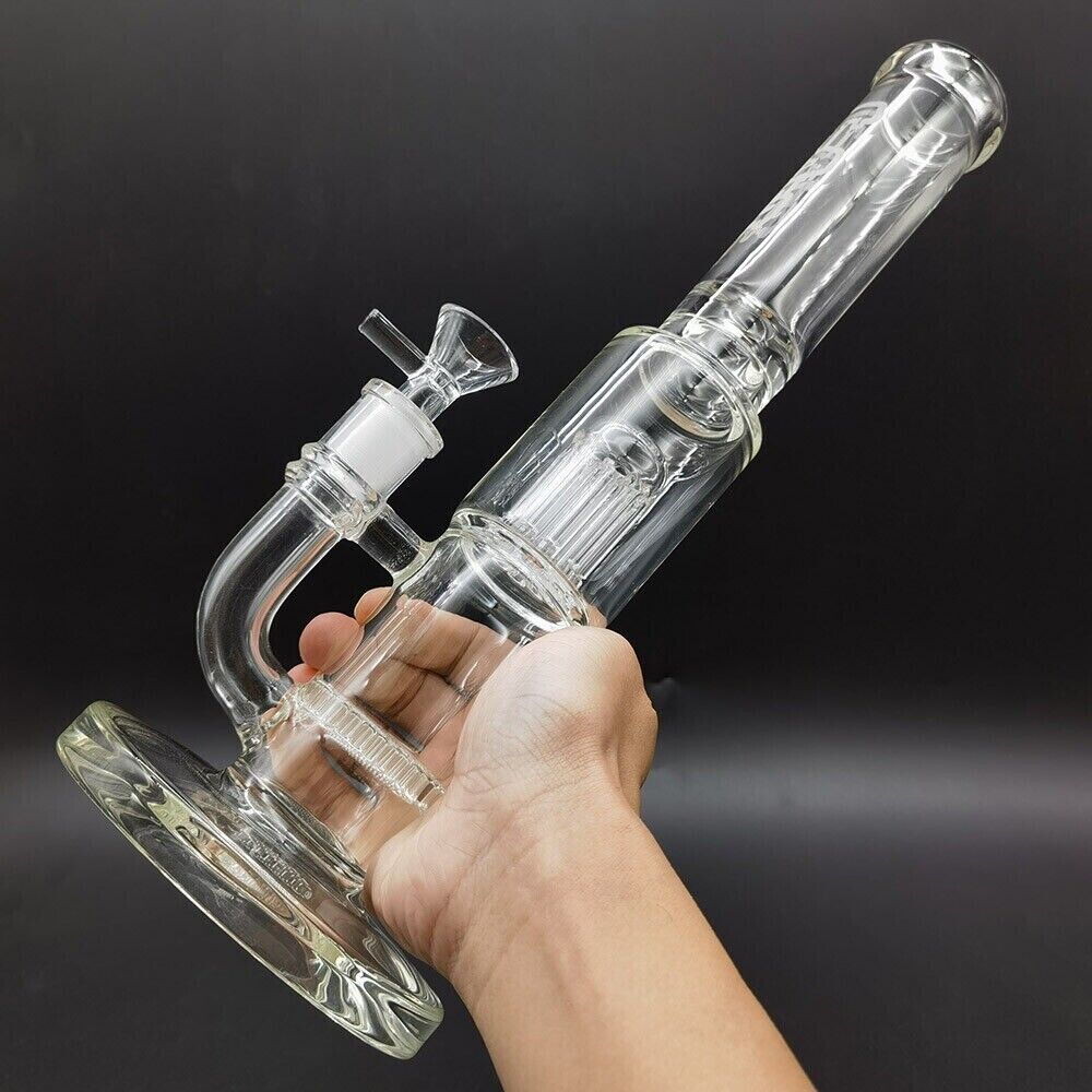 12inch Heavy Clear Glass Hookah Smoking Pipes Percolator Water Pipe W/ 14mm Bowl