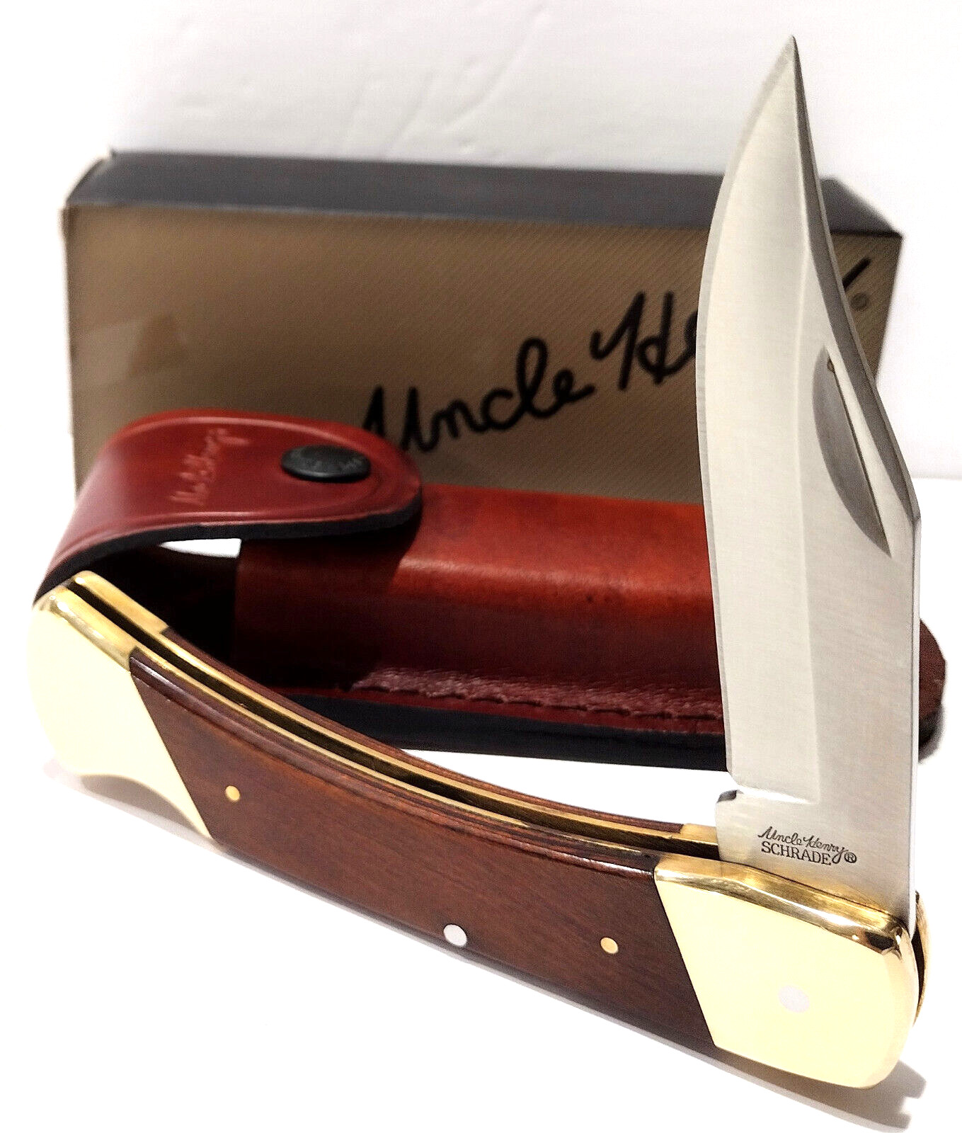 NEW Schrade Uncle Henry 5" LB7 Bear Paw Wood Lockback Folding Knife + Sheath EDC NEW Schrade Uncle Henry 5" LB7 Bear Paw Wood Lockback Folding Knife + Sheath EDC