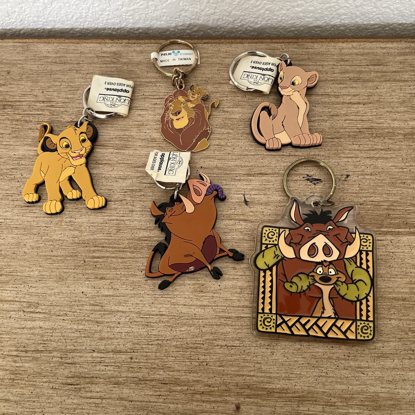 Vintage 1990s Disney Lion King Keychain Lot of 5 Applause Simba Nala Pumbaa