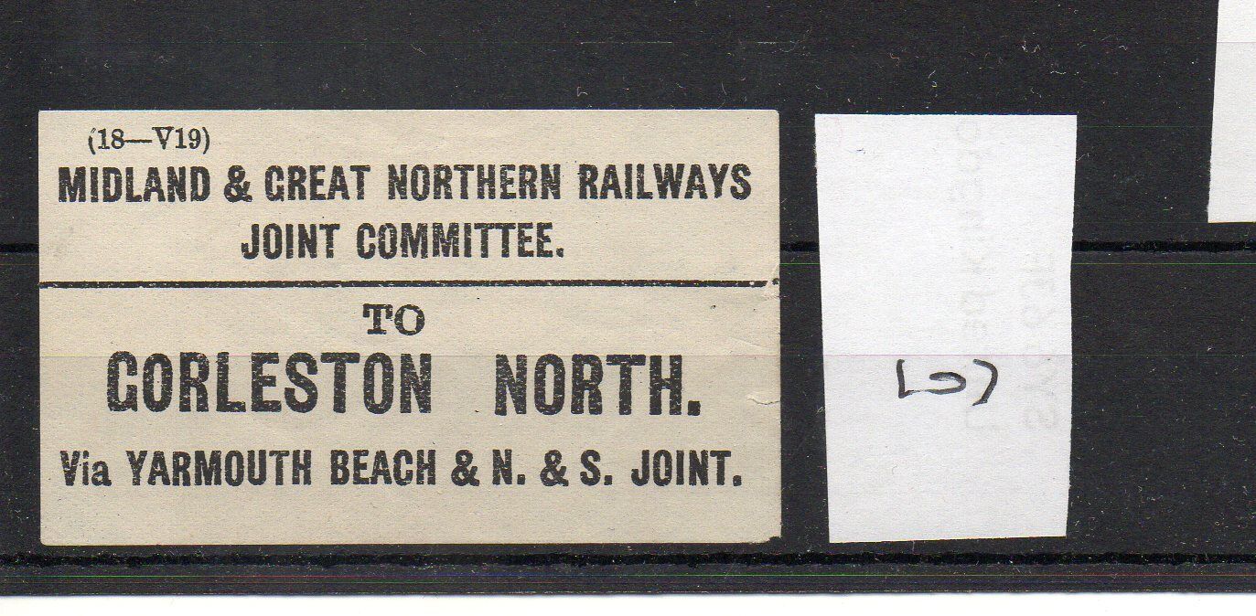Midland & Gt. Northern Railway. Jt. M&GNR - Luggage Label (107) Gorleston North