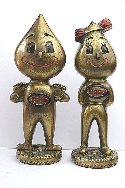 Super rare 1950's ESSO Oil Drop Girl Vintage Statue Set of 2 WOLFSHEAD Vintage Super rare 1950's ESSO Oil Drop Girl Vintage Statue Set of 2 WOLFSHEAD Vintage