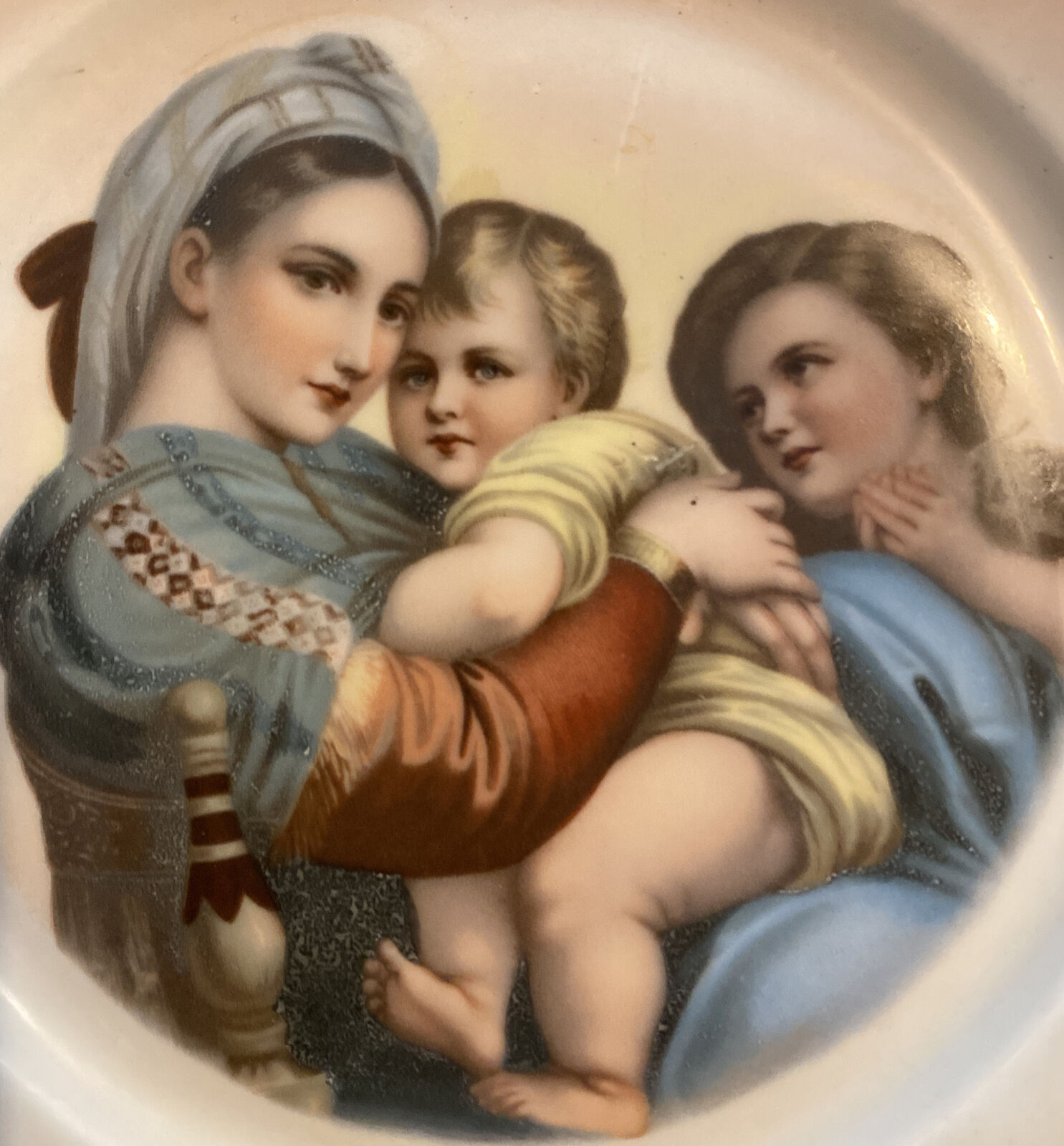 Madonna of the Chair Plate C T WASSER 9 1/2” Antique