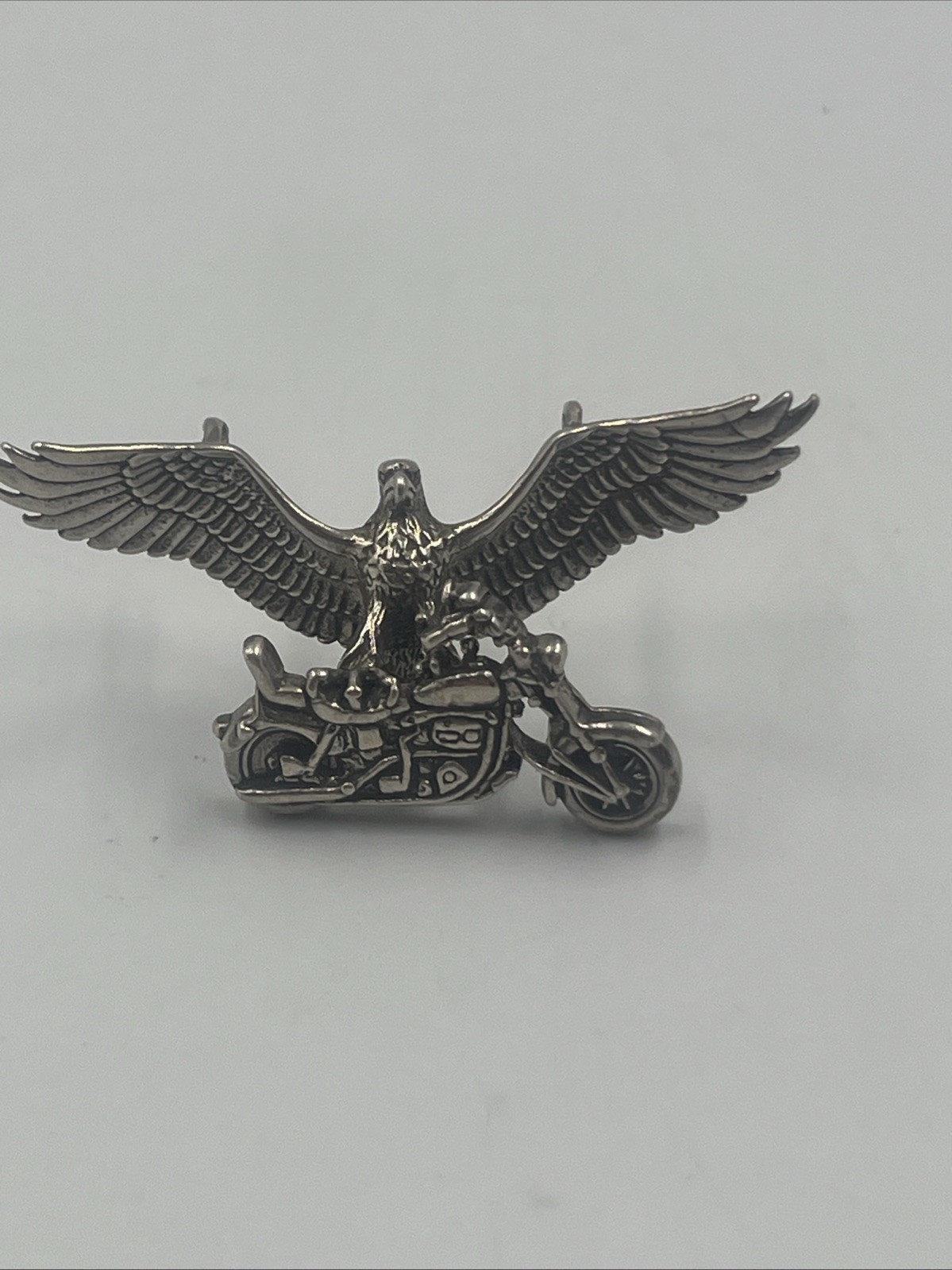 Vintage 1979 American Eagle Motorcycle Necklace 3D Pendant Harley Davidson Style Vintage 1979 American Eagle Motorcycle Necklace 3D Pendant Harley Davidson Style