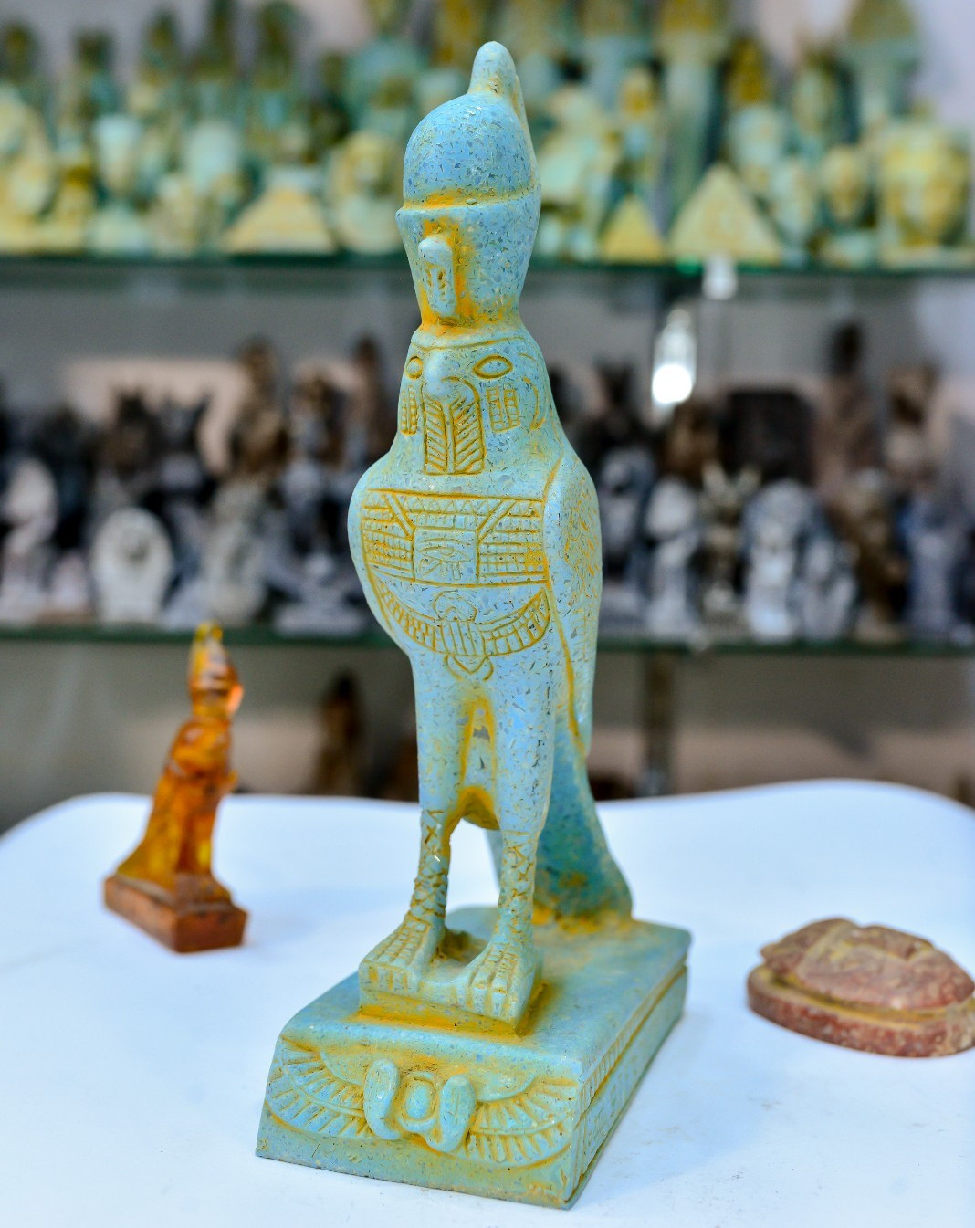 Rare Statue of Falcon Bird God Horus Egyptian Piece ships from Egypt