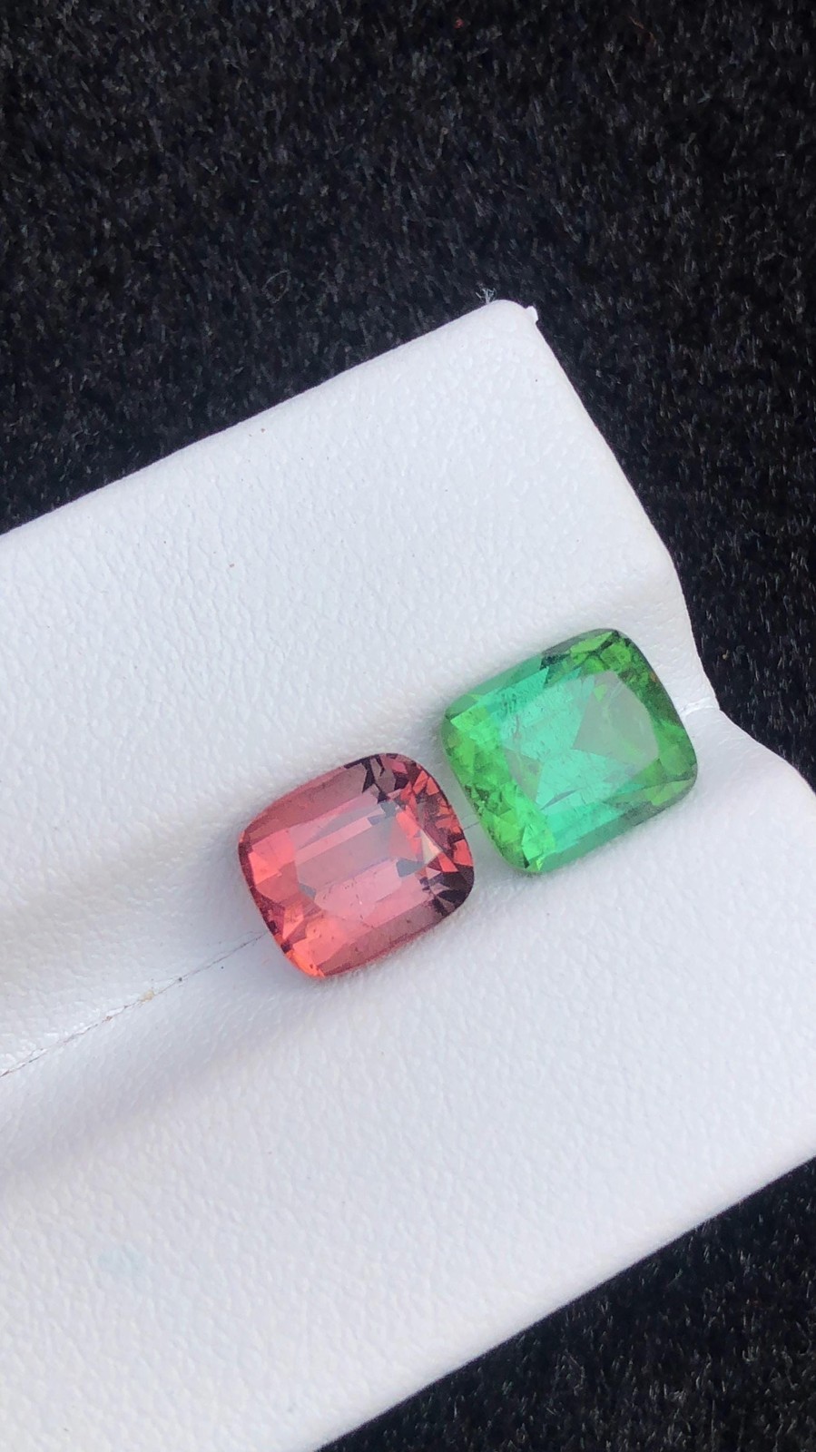 5.70ct Natural Green Pink Tourmaline Pair Loose Gemstones Afghanistan Cushion