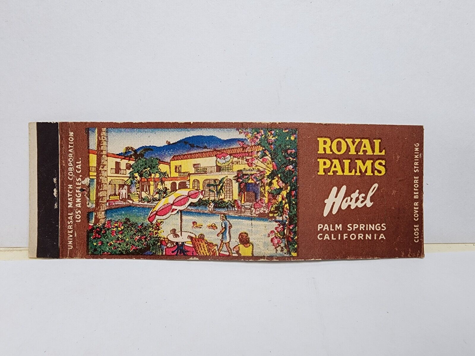 Vintage Matchbook Cover - ROYAL PALMS HOTEL - Palm Springs CA Full Length Book