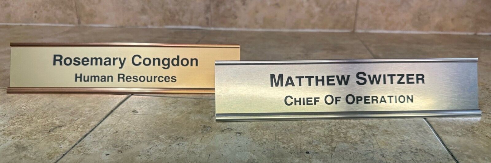 Personalized engraved Desk Name Plate with holder