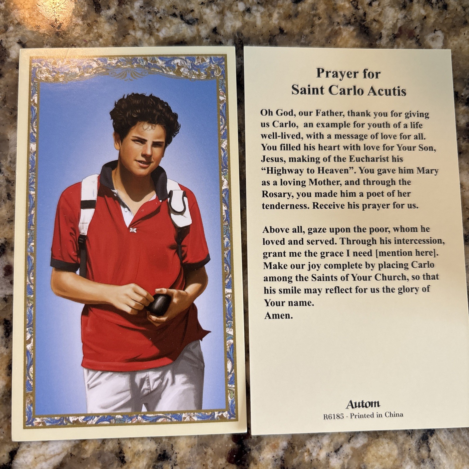 Prayer To St Carlo Acutis Holy Prayer Card Christian Cardstock- Prayer To St Carlo Acutis Holy Prayer Card Christian Cardstock-