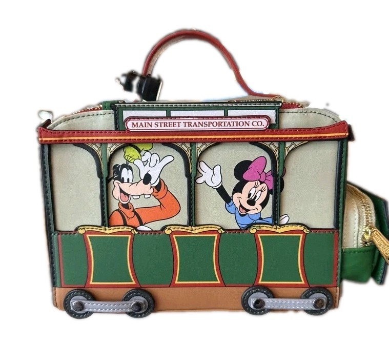 Disney Parks 2026 WDW Main Street Loungefly Trolley Bag New Adjustable Strap Disney Parks 2026 WDW Main Street Loungefly Trolley Bag New Adjustable Strap