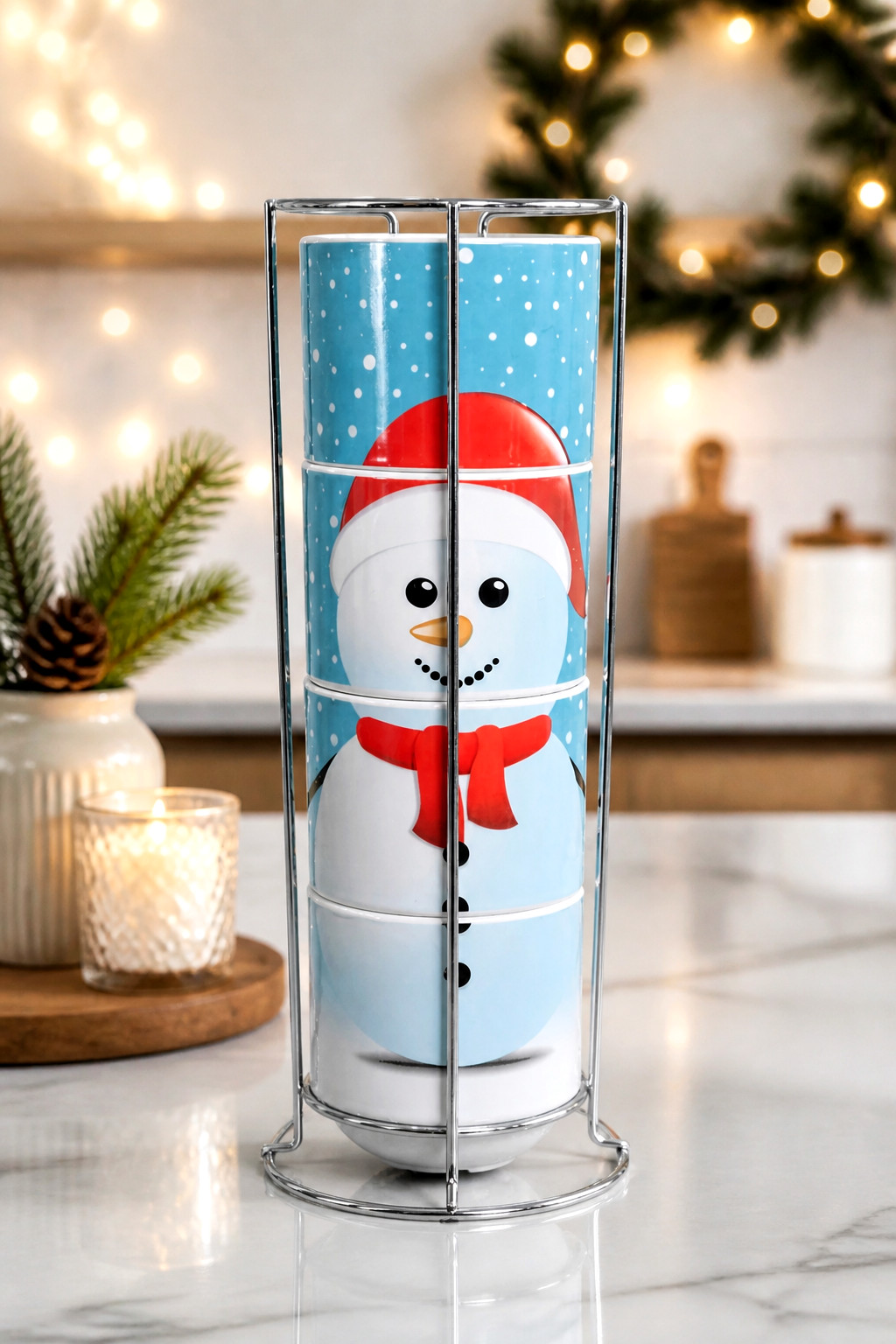 New Adorable Stackable Snowman Ceramic Mugs New Adorable Stackable Snowman Ceramic Mugs