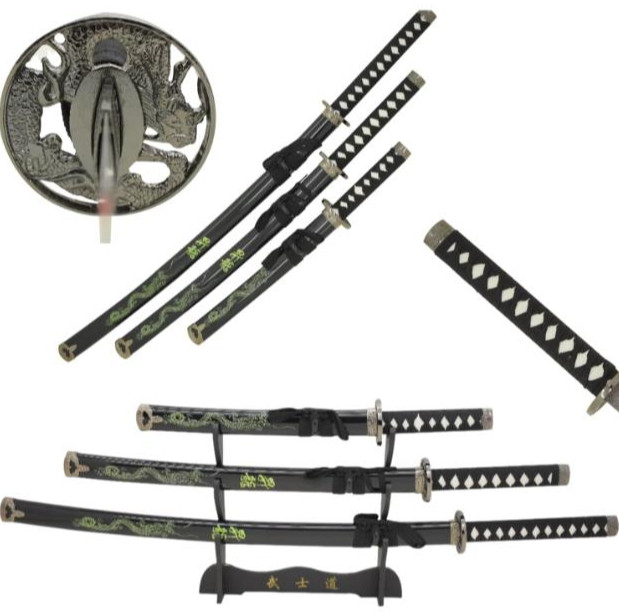 Snake Eye Tactical 3PC Red Dragon Samurai Set (Katana, Wakizashi & Tanto) Snake Eye Tactical 3PC Red Dragon Samurai Set (Katana, Wakizashi & Tanto)