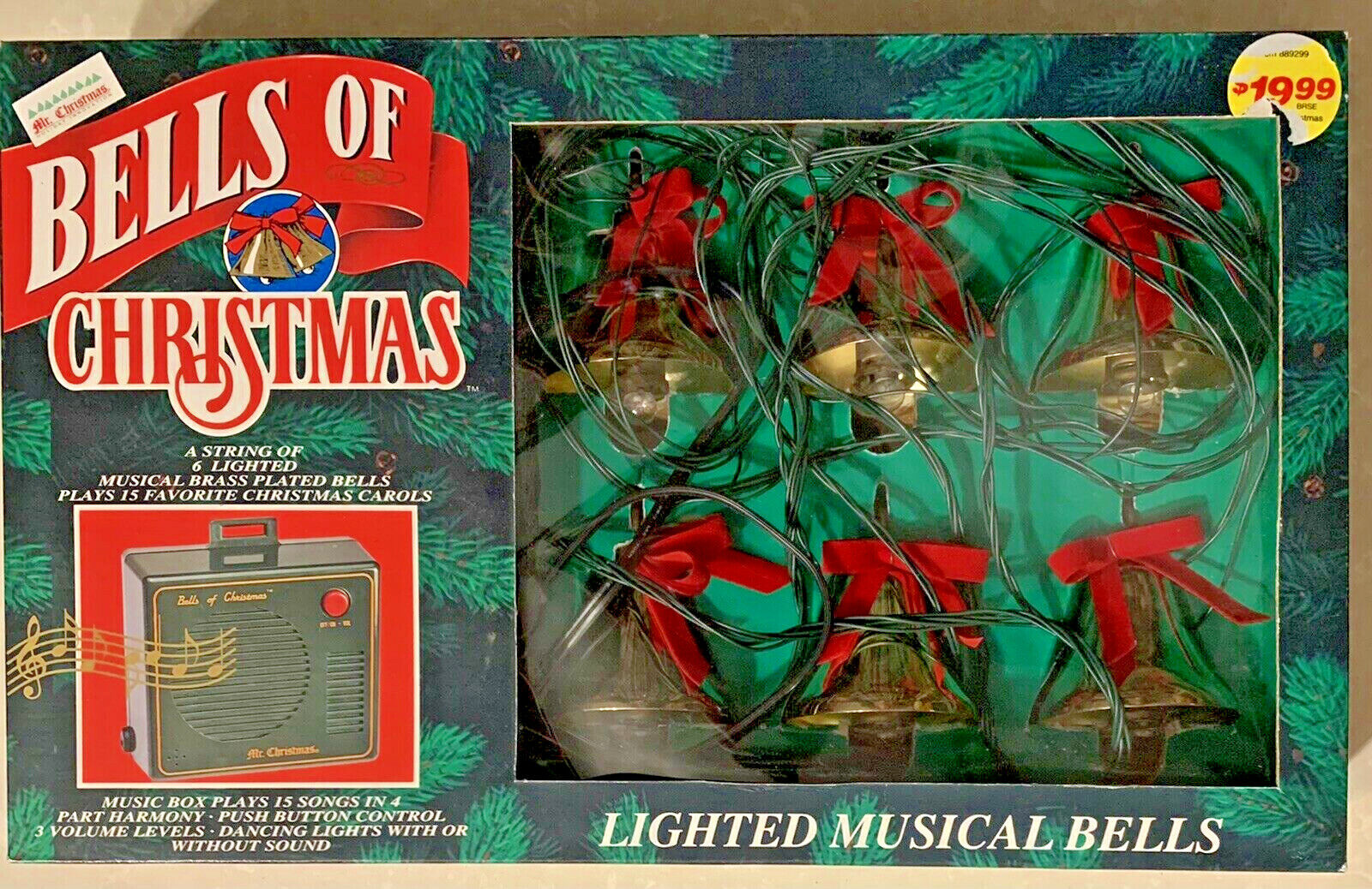 Working Vtg Mr. Christmas Bells Of Christmas 6 Brass Lighted 15 Songs Musical