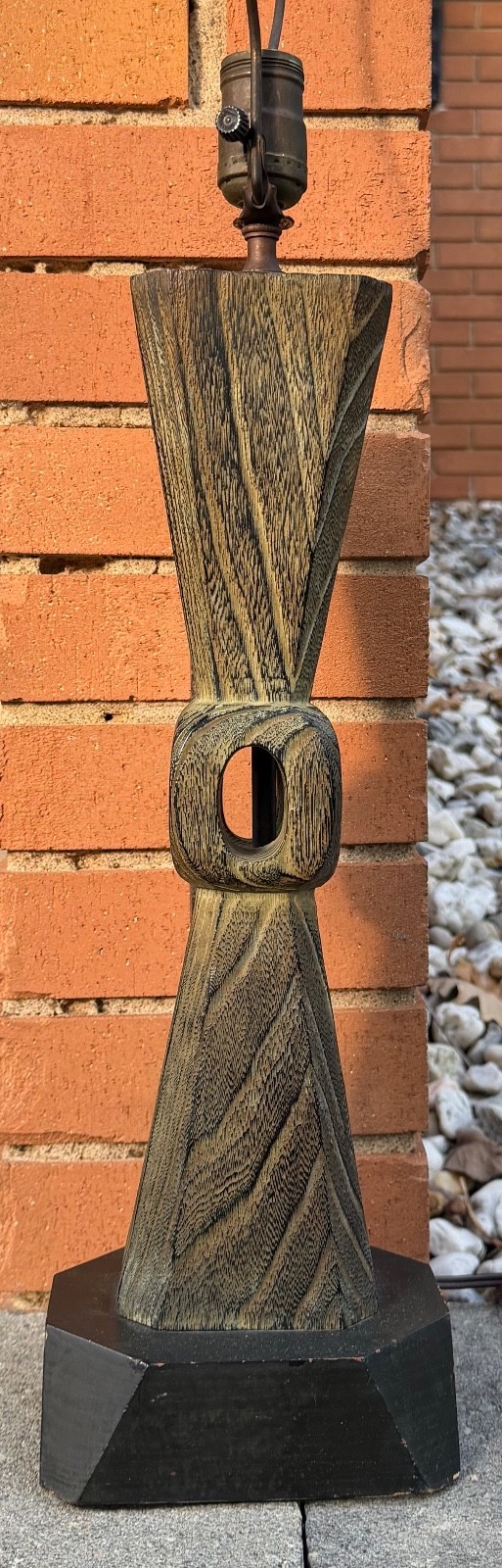 Vintage MCM Cerused Wood Sculptural Lamp Cut-Out Mid Century Modern Lighting 50s Vintage MCM Cerused Wood Sculptural Lamp Cut-Out Mid Century Modern Lighting 50s