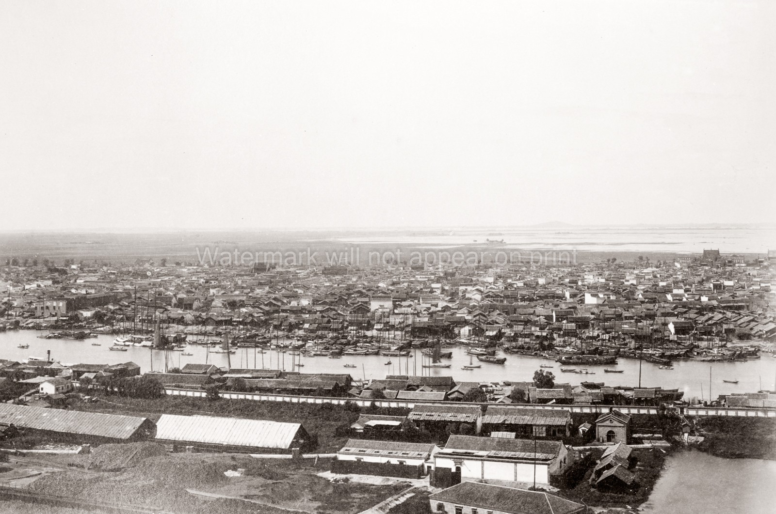 Hankow Hankou Wuhan Panorama Cityscape River Port Boats China Vtg. Photo 19thC. Hankow Hankou Wuhan Panorama Cityscape River Port Boats China Vtg. Photo 19thC.