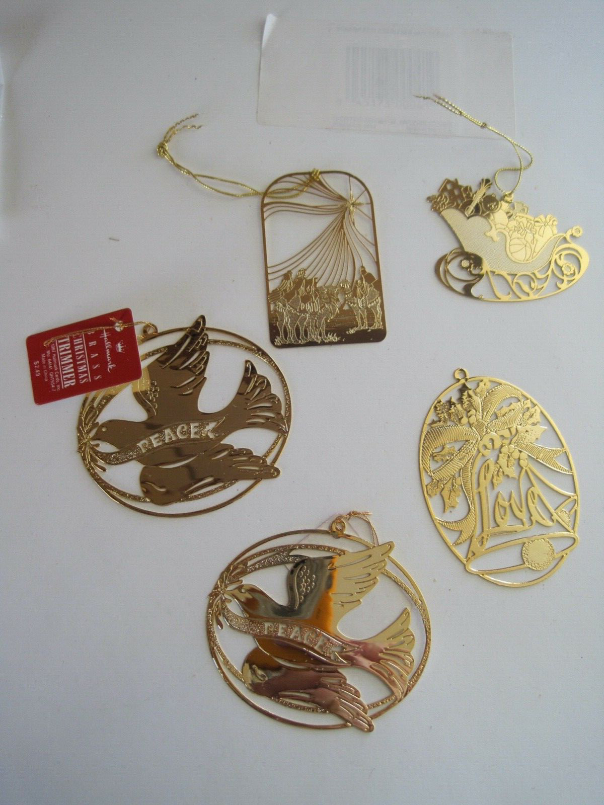 Hallmark Christmas Zimmer Ornaments Gold Tone 1987 Lot 5 Vintage Hallmark Christmas Zimmer Ornaments Gold Tone 1987 Lot 5 Vintage