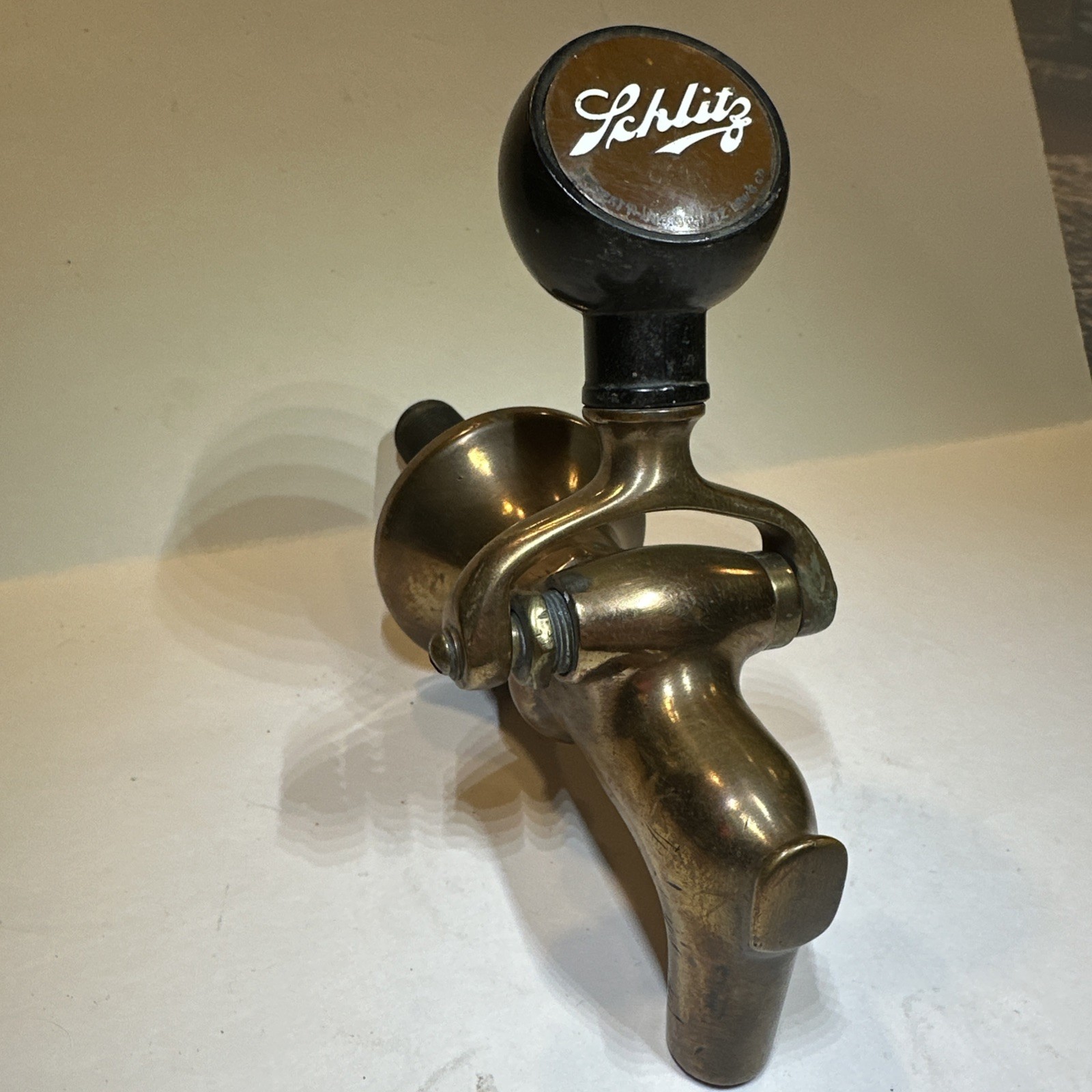 Vtg 40s Schlitz Beer Tap Ball Knob Pull Handle Jos. Schlitz Brewing Co Brass