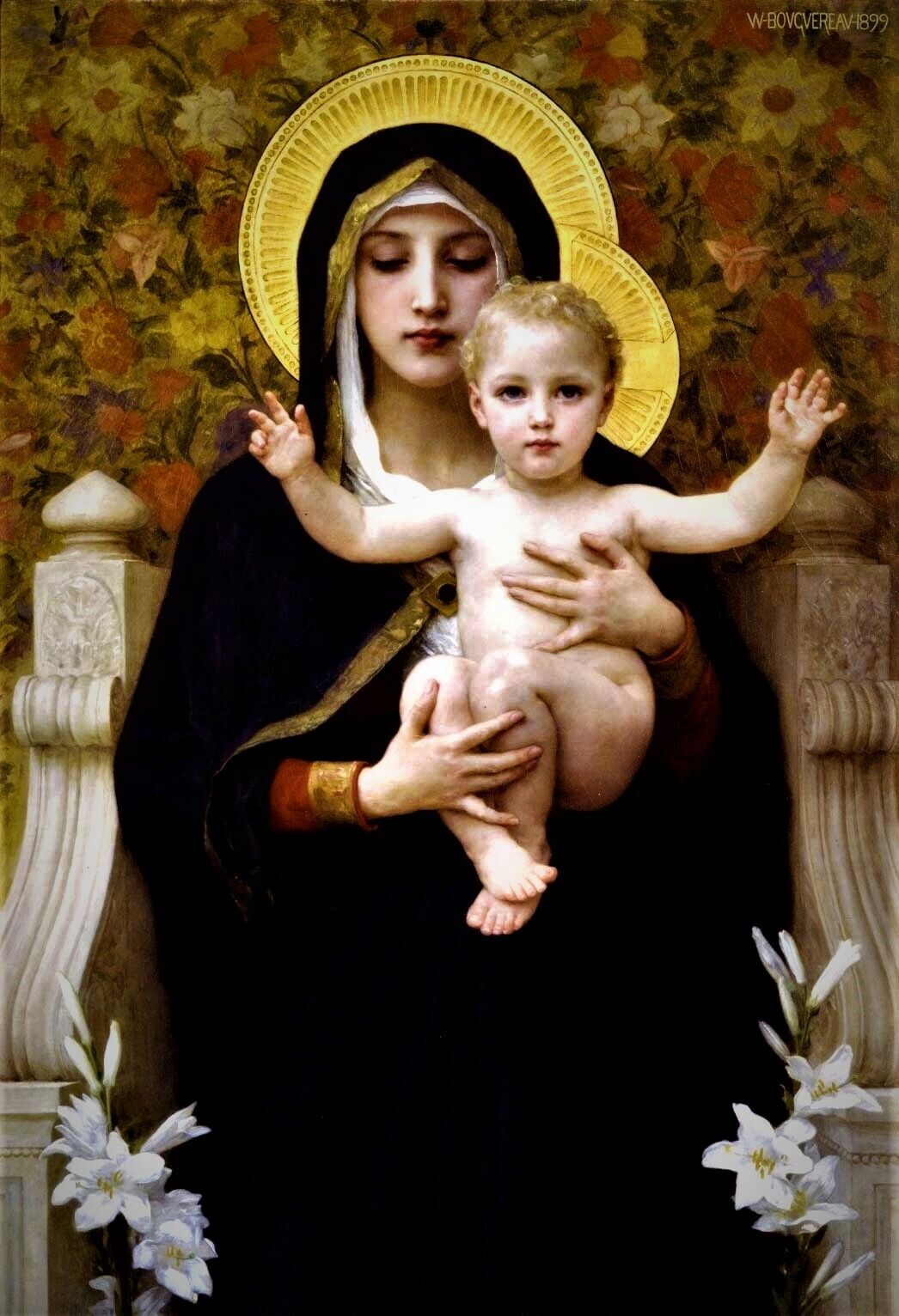 Madonna of the Lilies - Jesus and Mary 4x6 Photo Print - Catholic