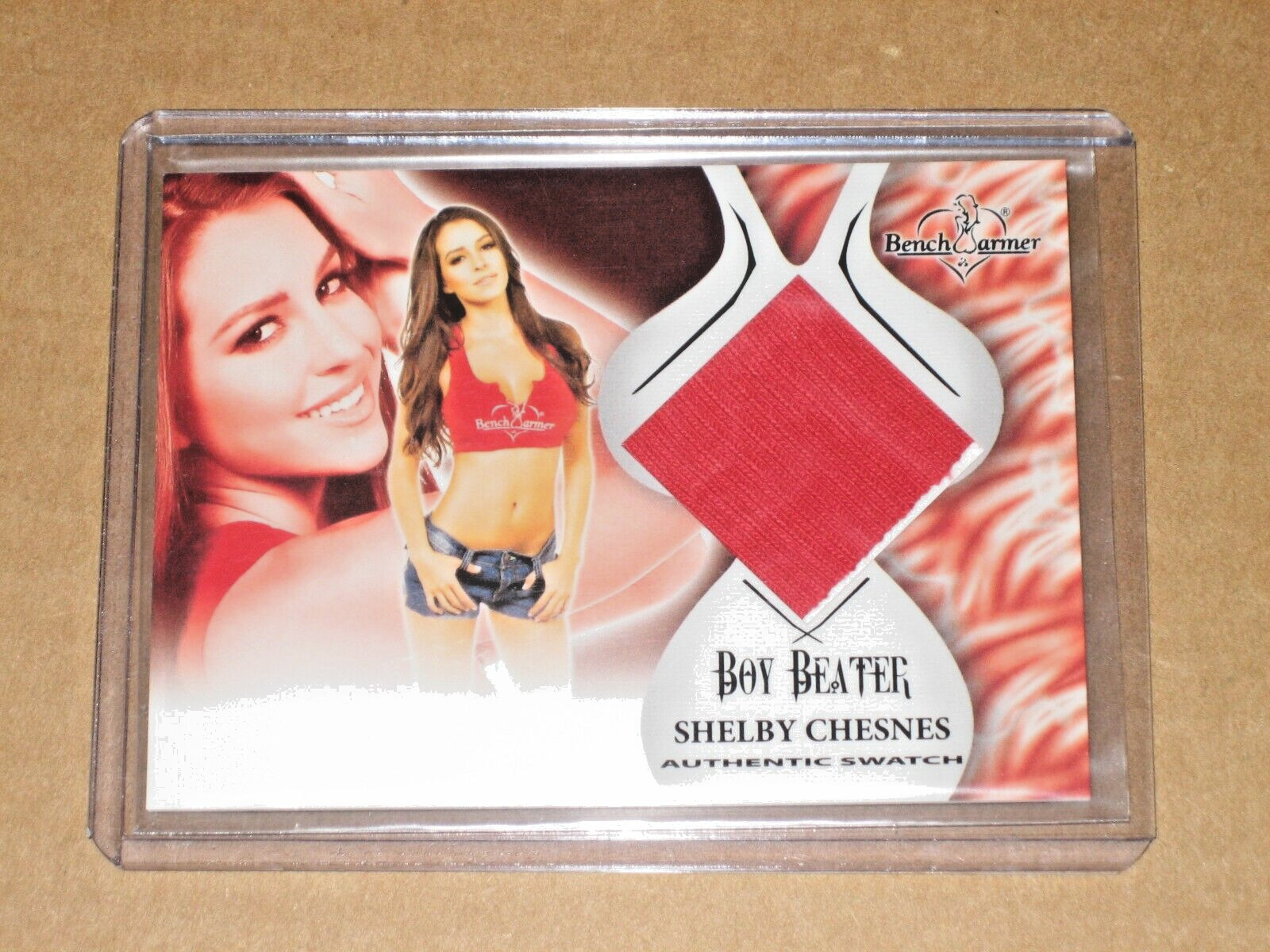 ✨✨ 2014 BENCHWARMER SHELBY CHESNES BOY BEATER SWATCH RELIC wwe girl autograph