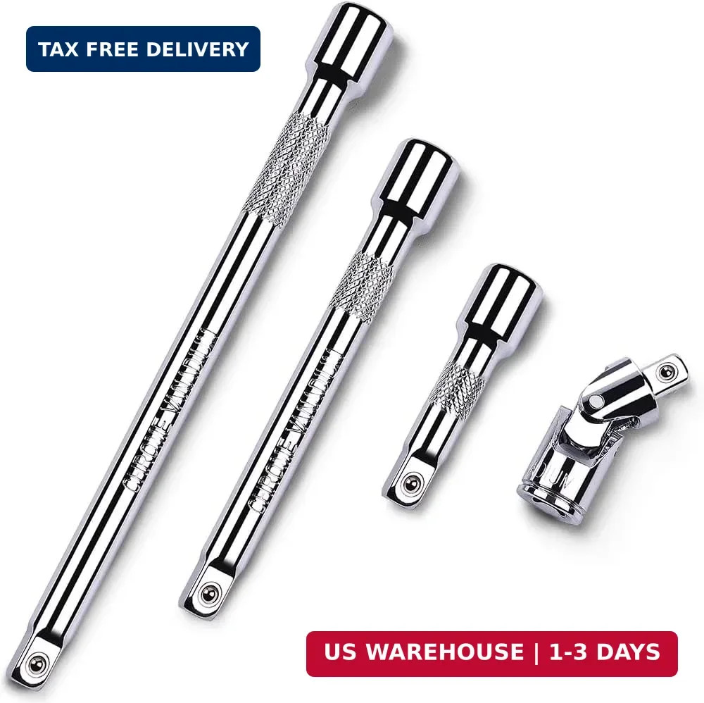 4 Piece 1/4 Inch Drive Extension Bar Set, 1/4 Inch Drive Socket Extension Set In