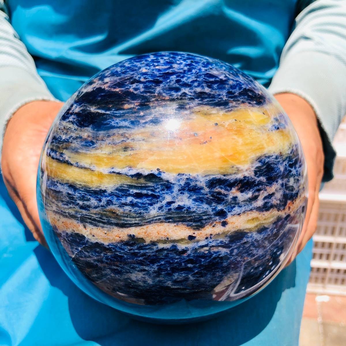 7.34LB Natural Sodalite Ball Blue Quartz Crystal Sphere Reiki Healing 7.34LB Natural Sodalite Ball Blue Quartz Crystal Sphere Reiki Healing