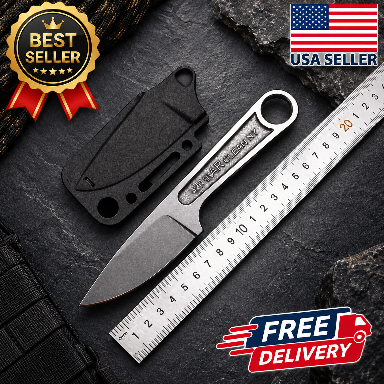 Ka-Bar Wrench Fixed Knife 3" Blade 425 Carbon Steel One Piece. .