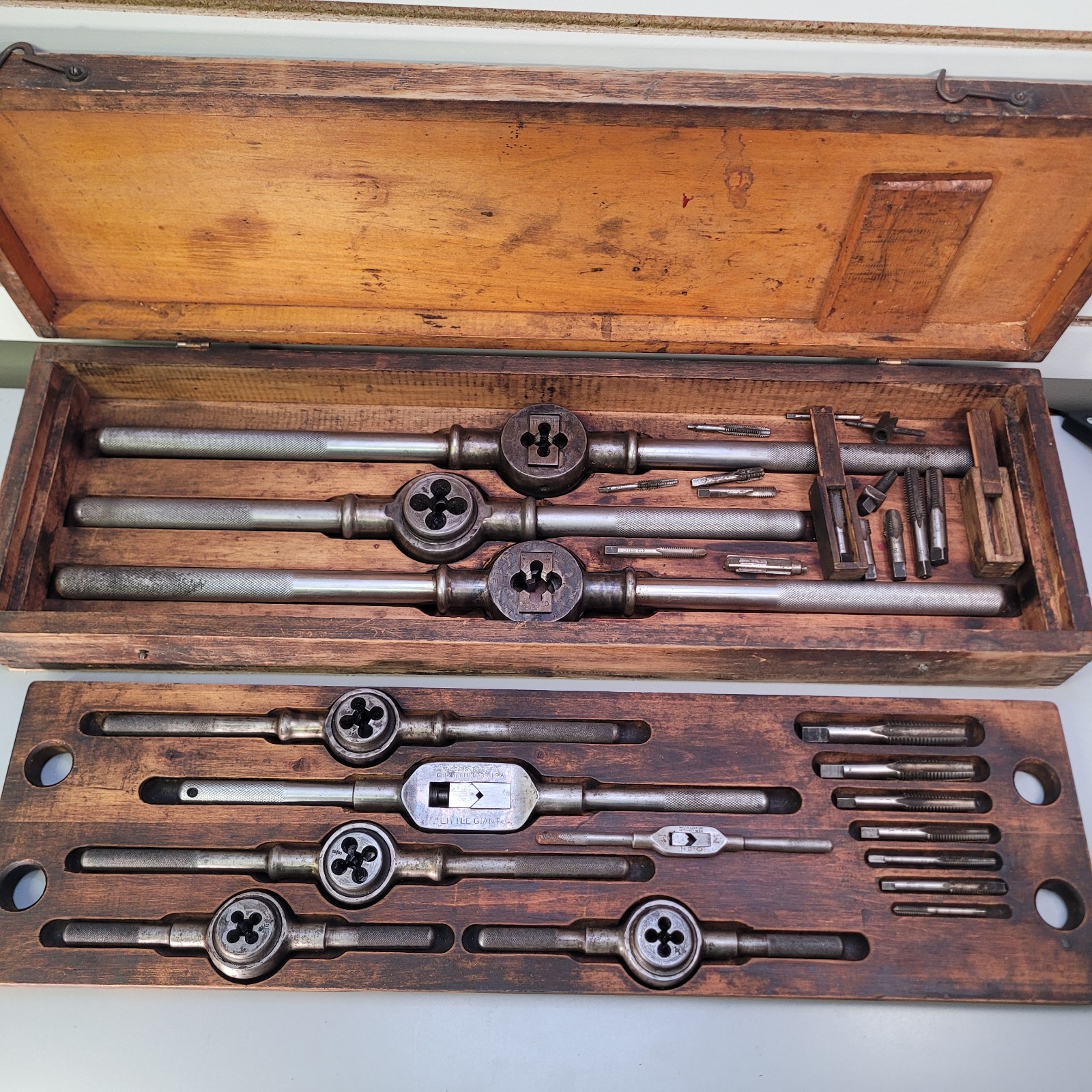 Vintage Greenfield Wells Brothers Little Giant Tap & Die Set Wooden Case Antique Vintage Greenfield Wells Brothers Little Giant Tap & Die Set Wooden Case Antique