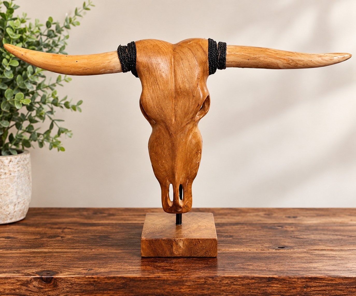Large Carved Wood Longhorn Bull Skull Sculpture 36" Western Rustic Decor Large Carved Wood Longhorn Bull Skull Sculpture 36" Western Rustic Decor