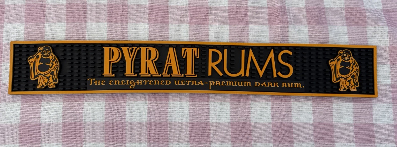 Pyrat Rums No Drip No Spill Rubber Rail Bar Mat 24" X 3.5" Enlightened Buddha Pyrat Rums No Drip No Spill Rubber Rail Bar Mat 24" X 3.5" Enlightened Buddha