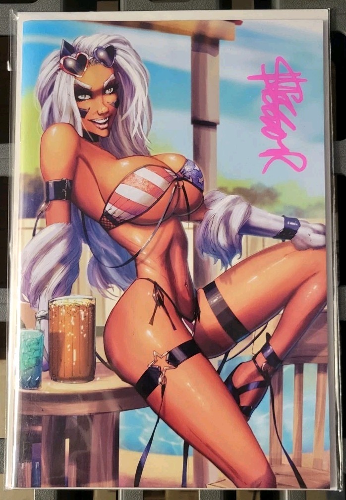 Bombshell Black Kitty #1 Virgin Variant Signed By Steve Messenger w/ COA NM