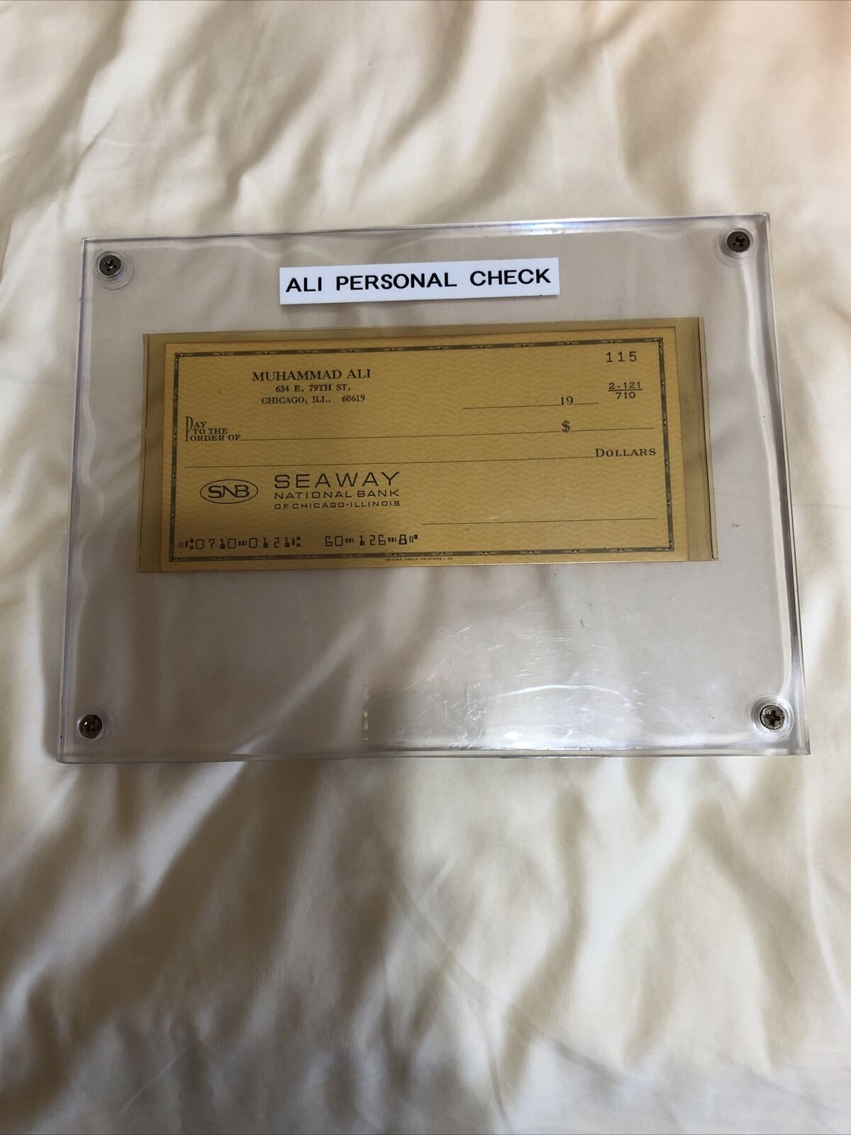 Muhammad Ali Personal Check (about 1960-1975)