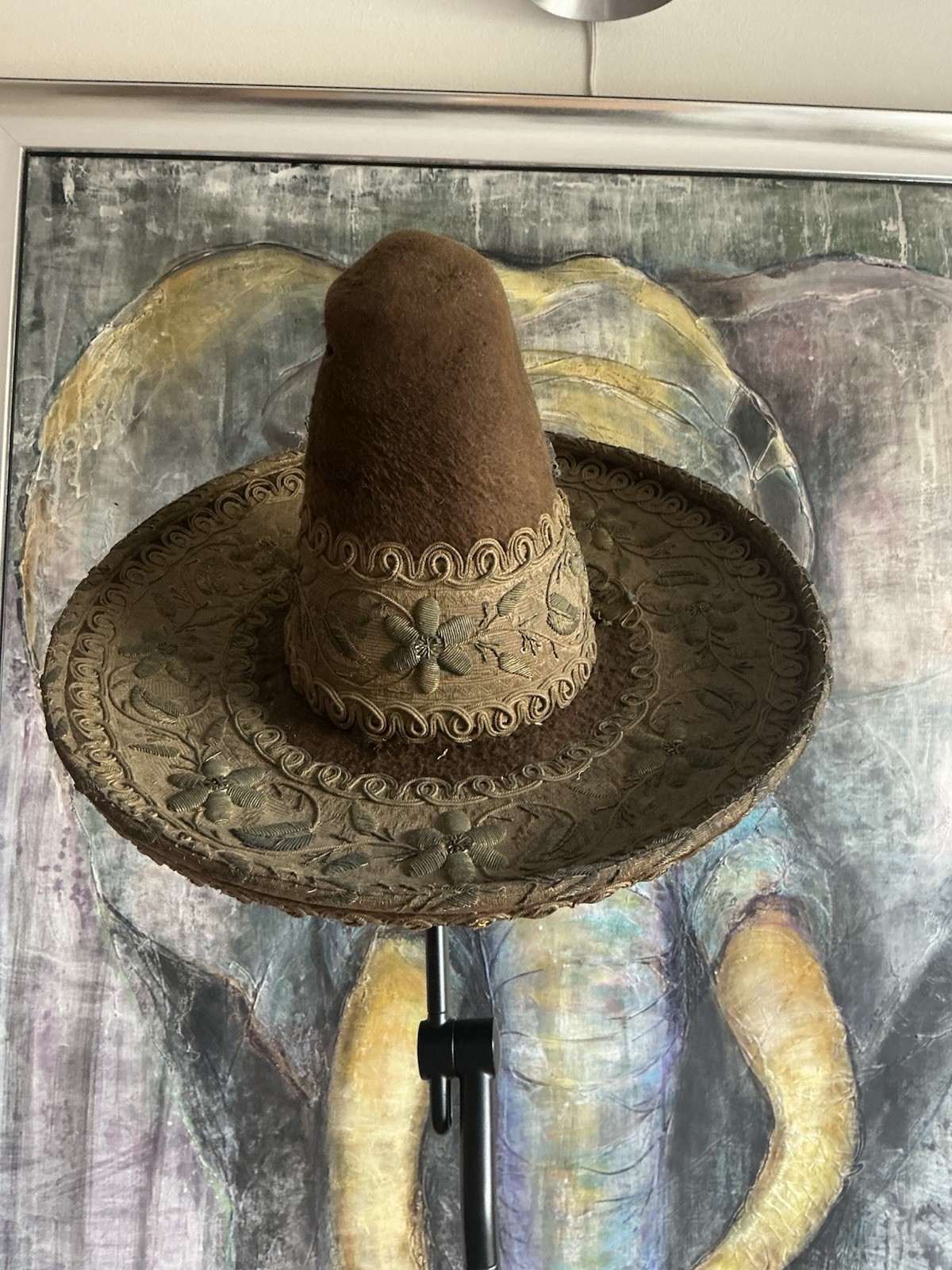 Superb Antique Mexican Charro Sombrero Hat Sterling Silver Superb Antique Mexican Charro Sombrero Hat Sterling Silver