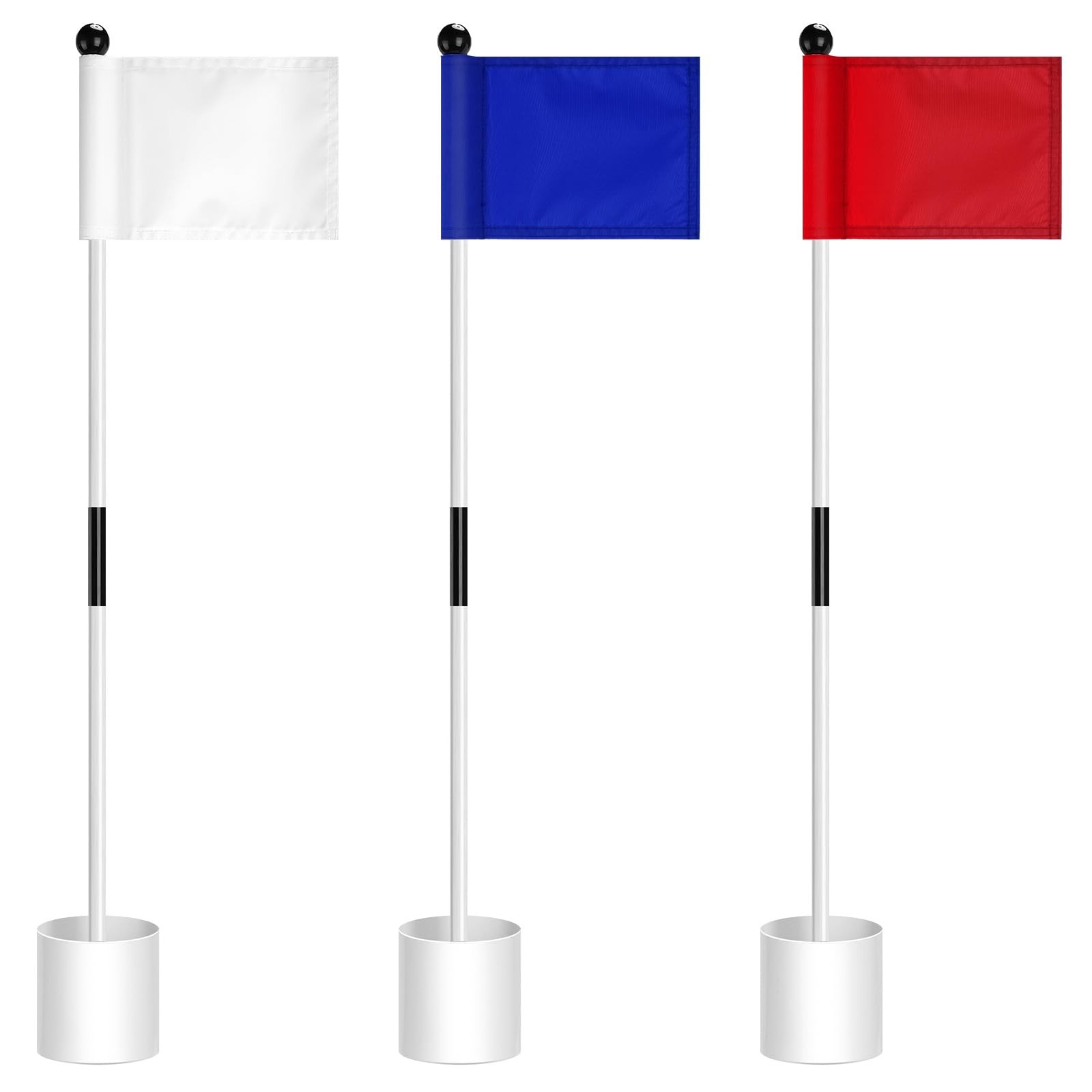 Hungdao 3 Set Golf Flagstick Mini Putting Green Flag Pin Hole Cup Yard Nylon Met