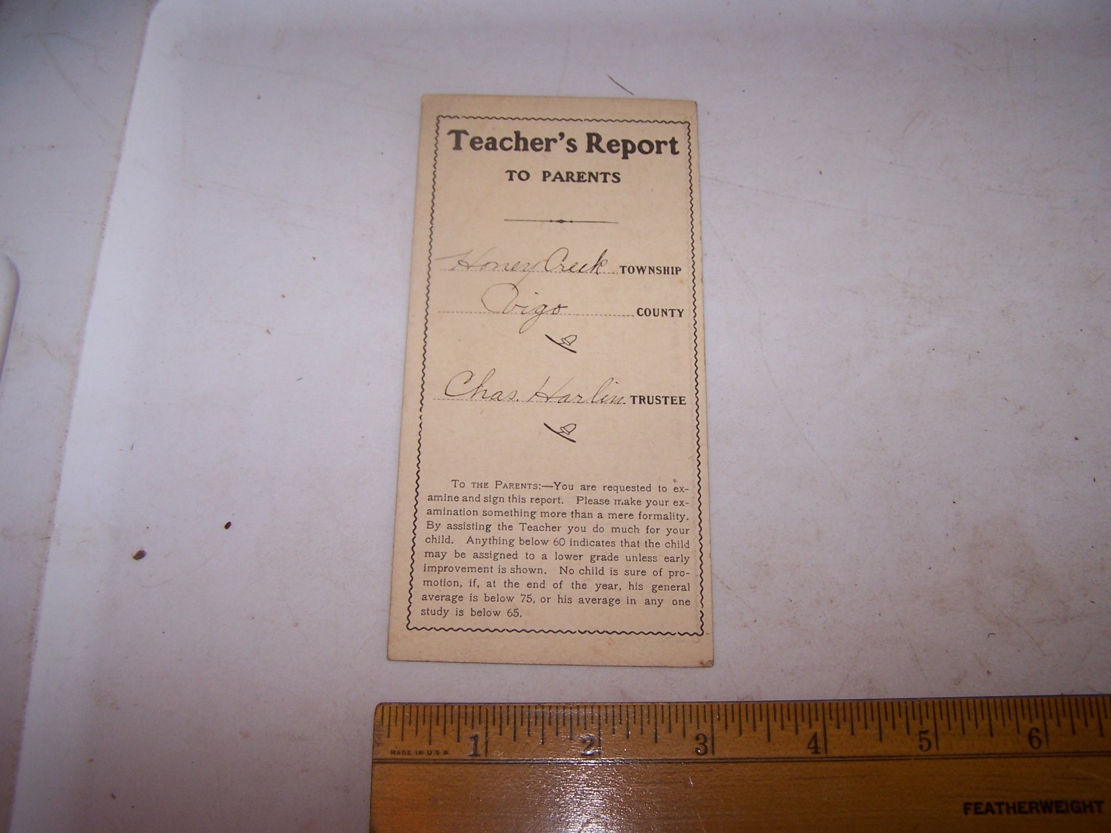 Old HONEY CREEK Township VIGO COUNTY Indiana Report Card CAHAL Teacher - BAYLES Old HONEY CREEK Township VIGO COUNTY Indiana Report Card CAHAL Teacher - BAYLES