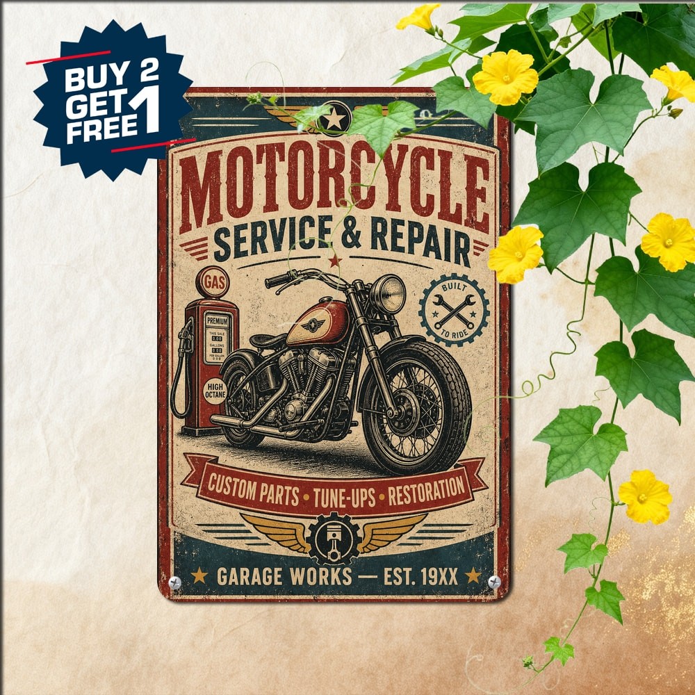 Motorcycle Repair Service Station Sign Vintage Custom Biker Garage Wall Decor Motorcycle Repair Service Station Sign Vintage Custom Biker Garage Wall Decor